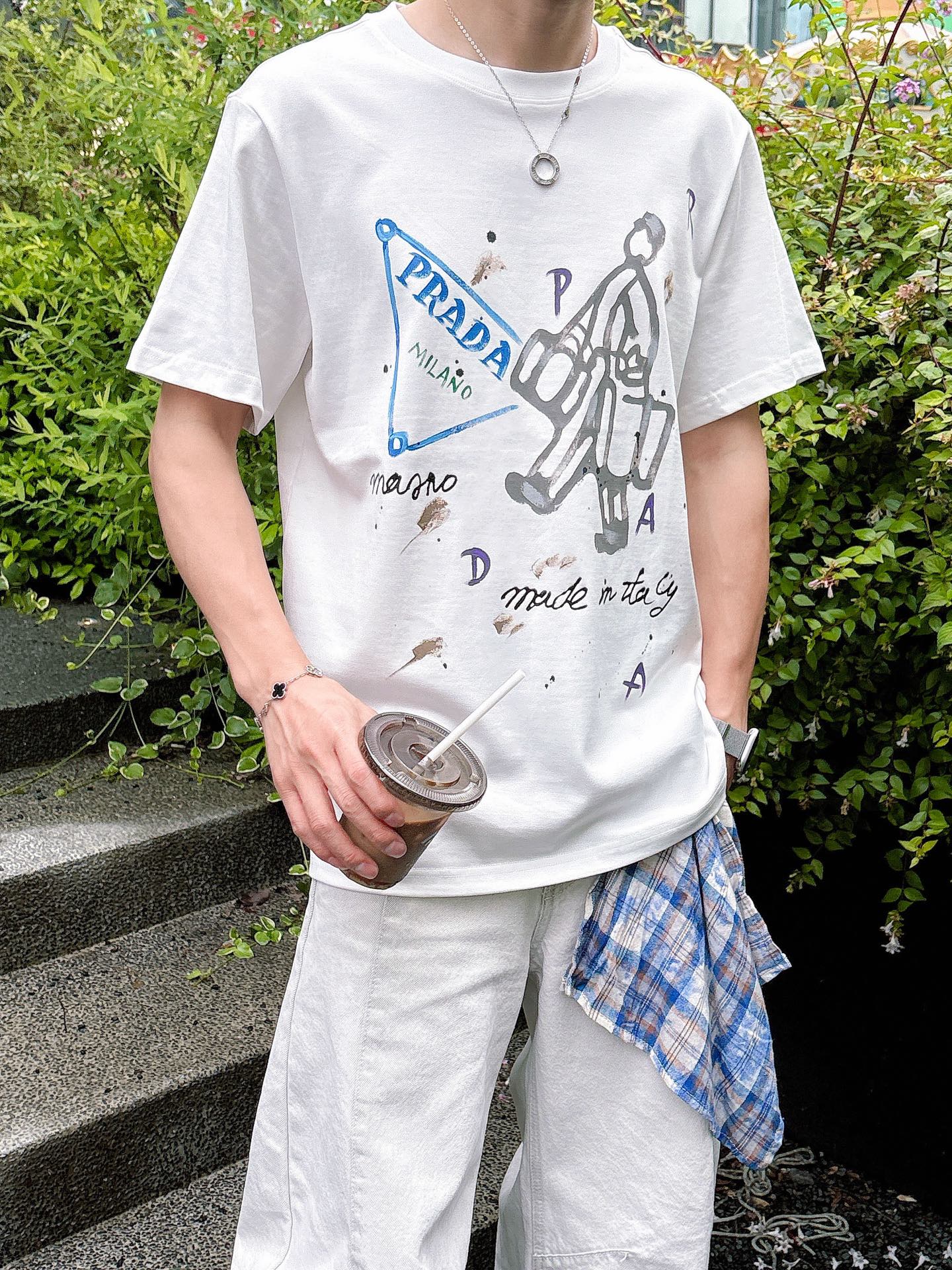 プラダ 半袖Tシャツ トップス  メンズ