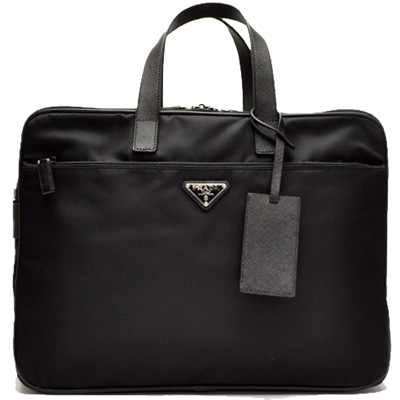 プラダ バッグ PRADA メンズ 2Wayビジネスバッグブリーフケース ナイロンxレザー ブラック