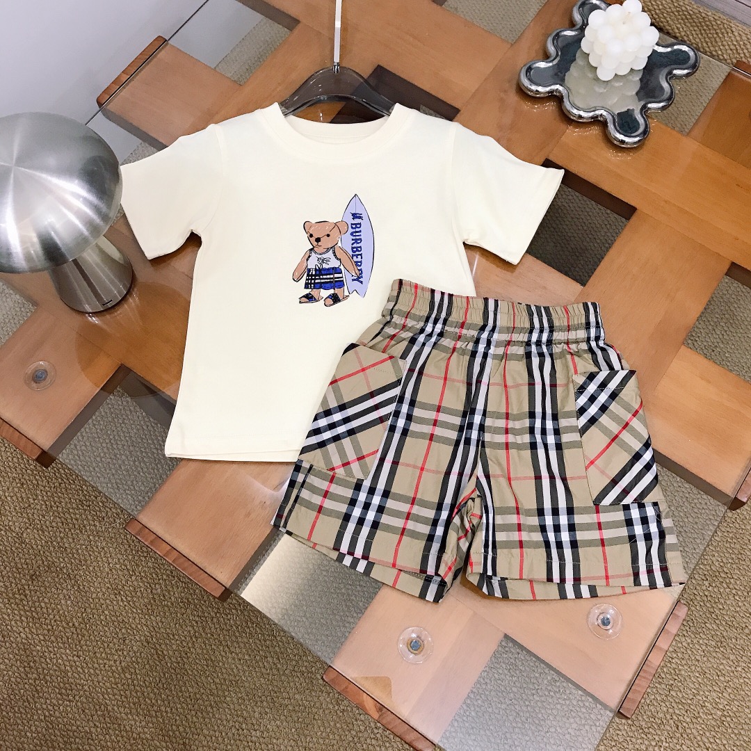 26SS夏新作 KID’S 服 バーバリー 上下服 セットアップ