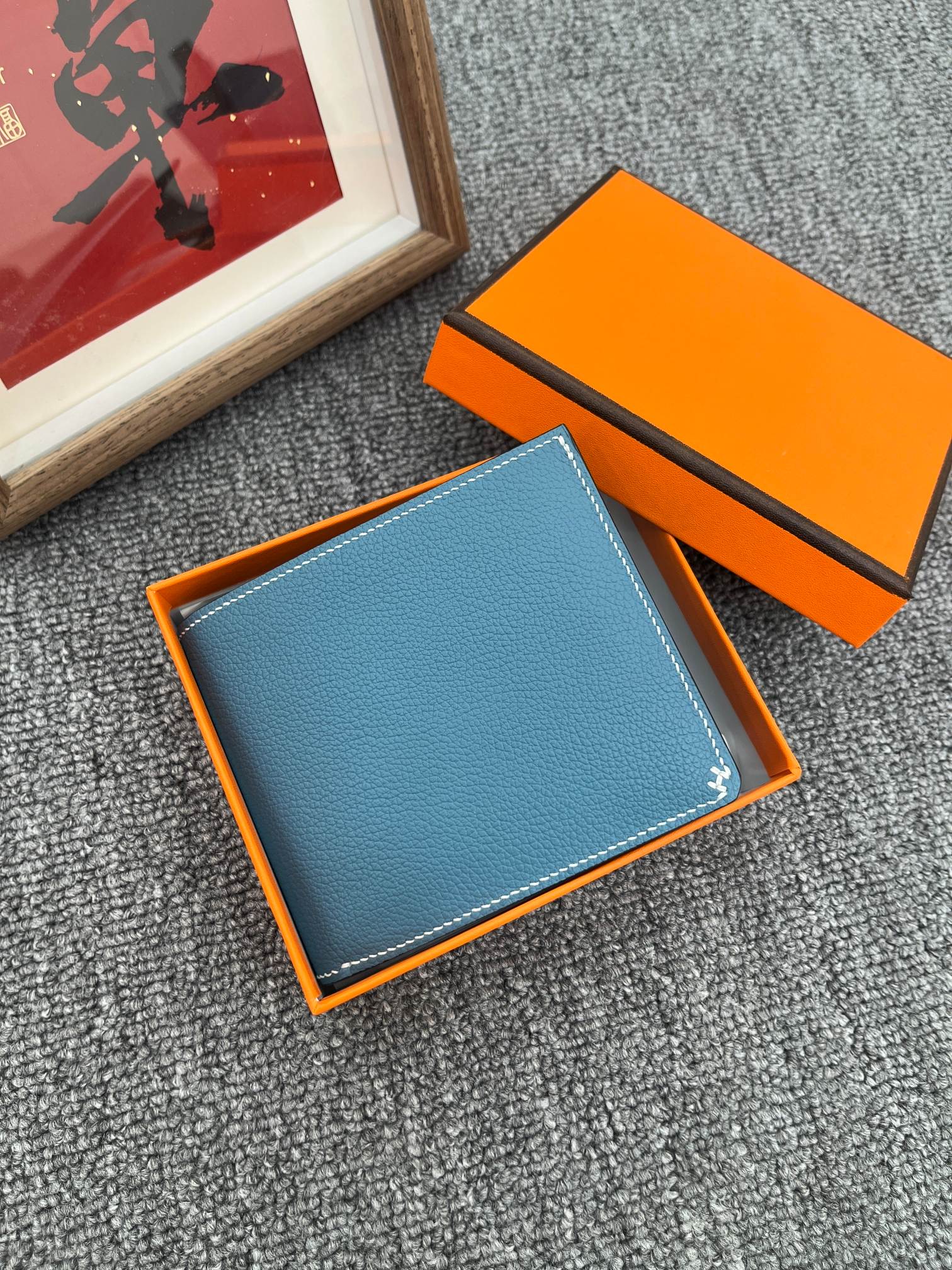 TOP 財布エルメス 全手作り Beeswax thread 二つ折り短財布 Evercolorv 2604TDJ000-w
