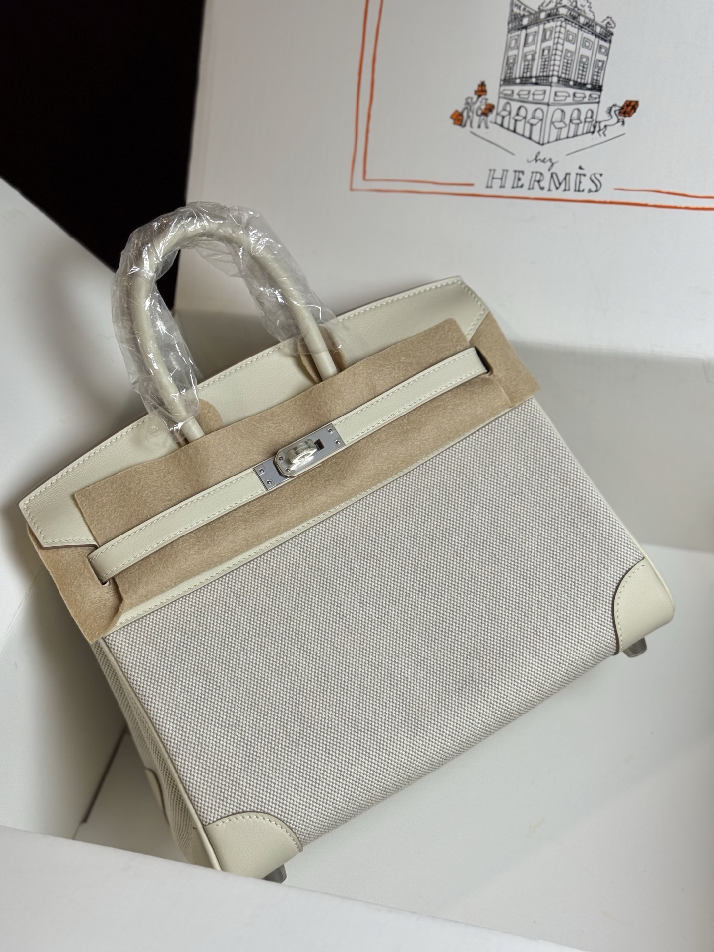 エルメス バーキン25 birkin 半手作り キャンバス/本革