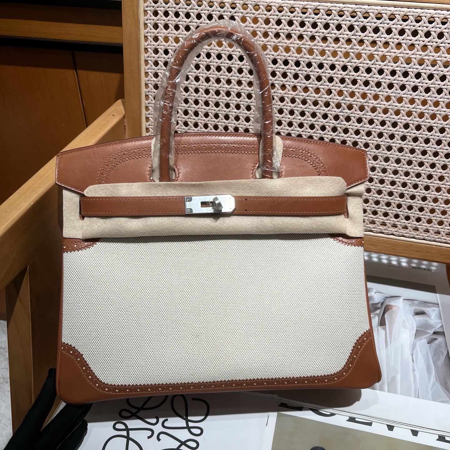 エルメス 最高品質バーキン30cm BIRKIN レース キャンバス/Swift 手作り