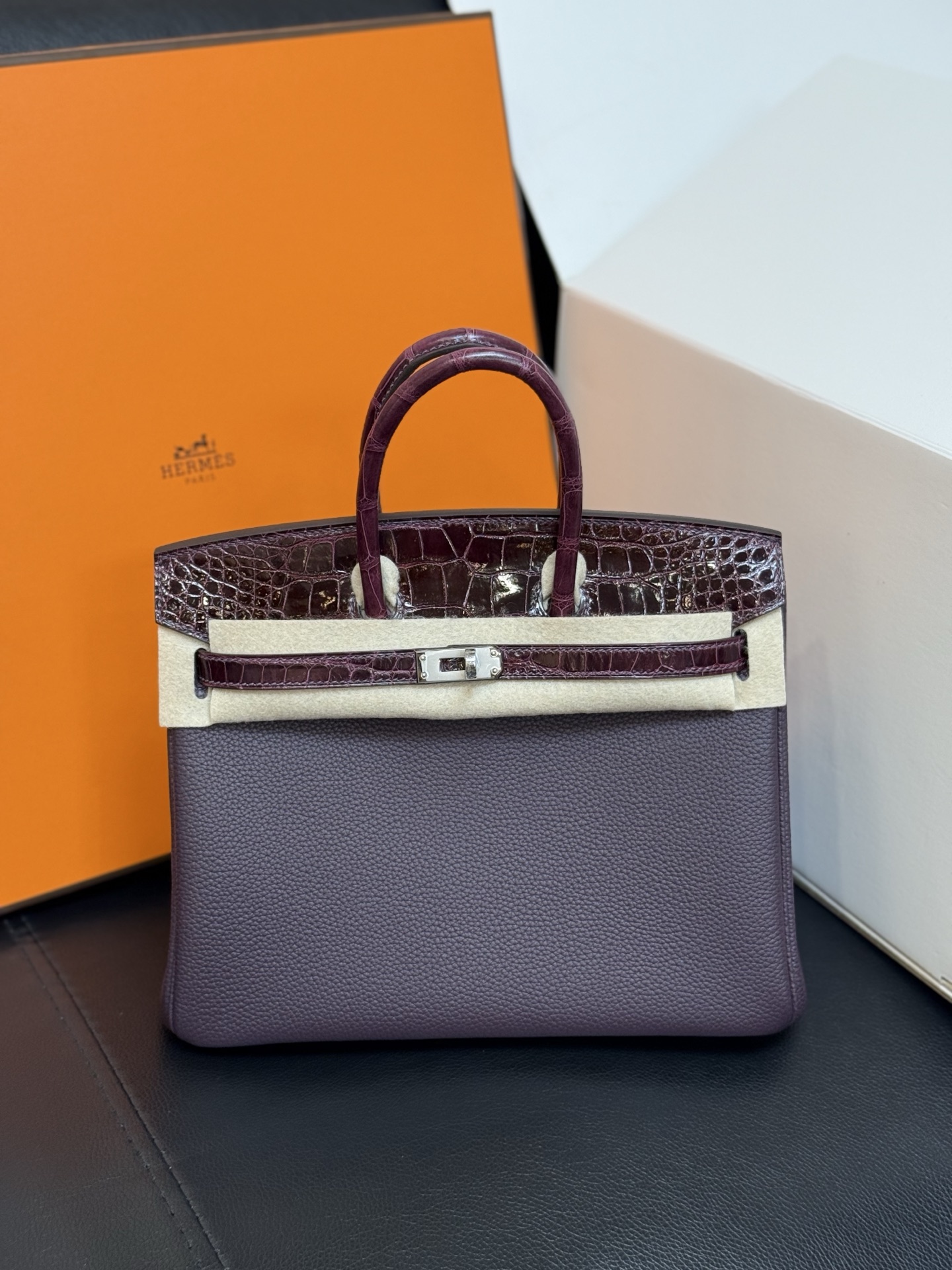 エルメス BIRKIN バイカラーバーキン25cm 手作り wax Togo/クロコ