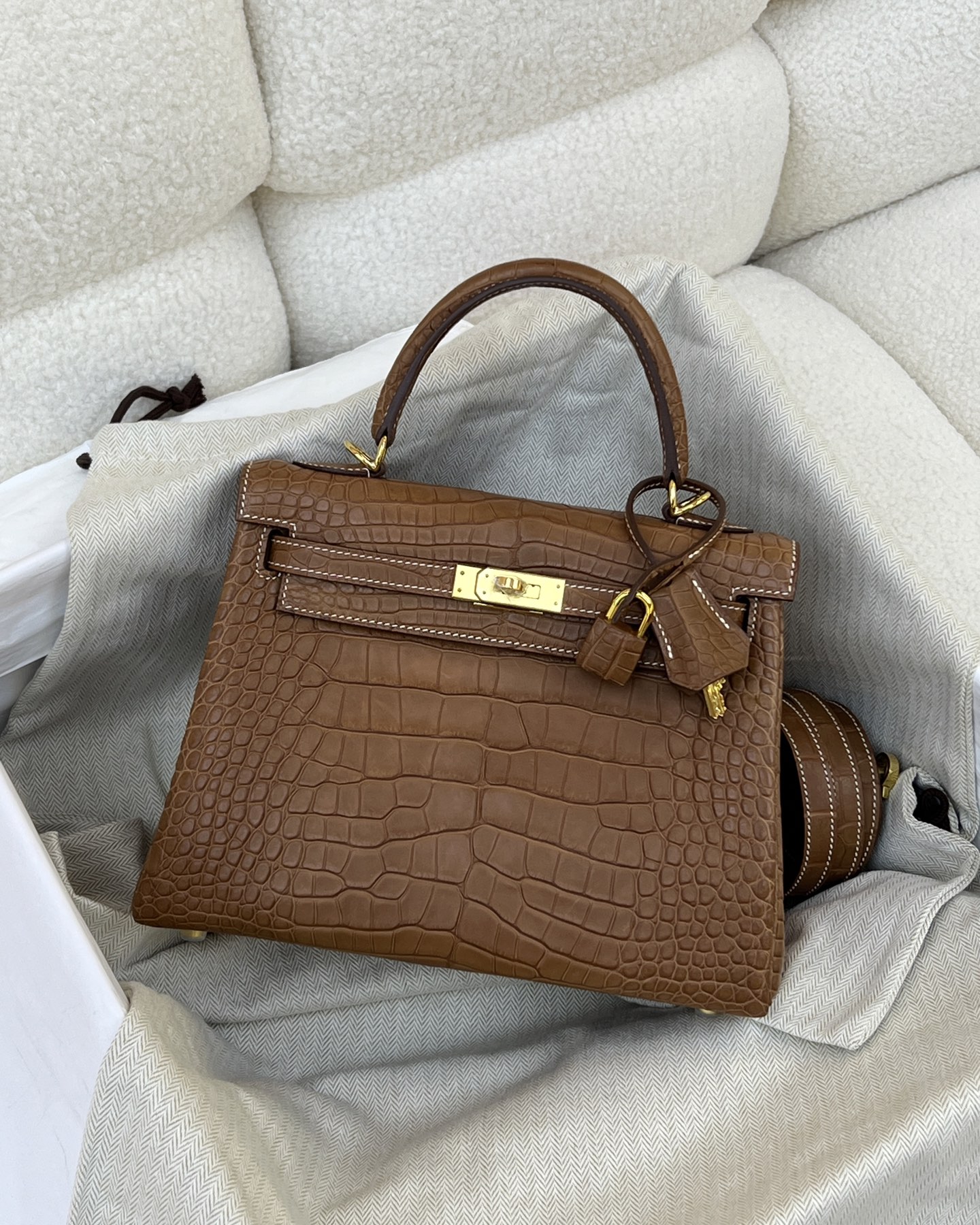 エルメス ケリー25 Kelly クロコダイル 全手作り 2Way バッグ 個人仕様