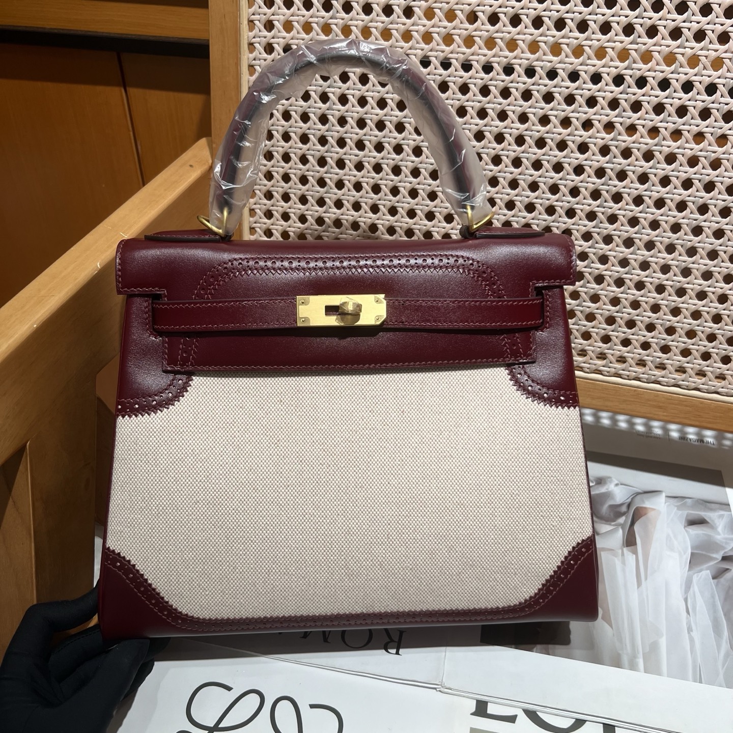 TOP エルメス ケリー28 Kelly レース 手作り キャンバス/Swift 個人仕様