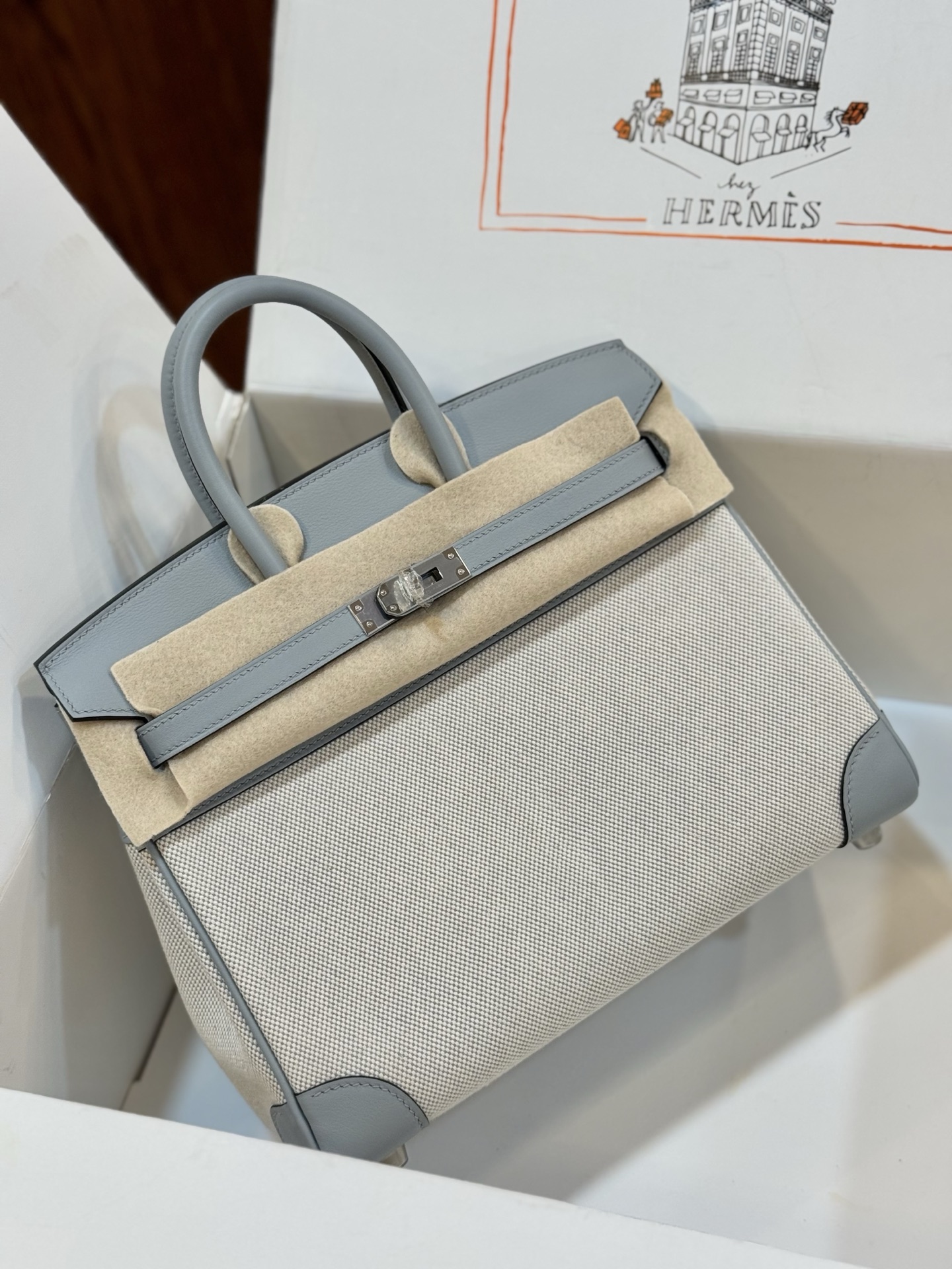 エルメス バーキン25 birkin 半手作り キャンバス/本革