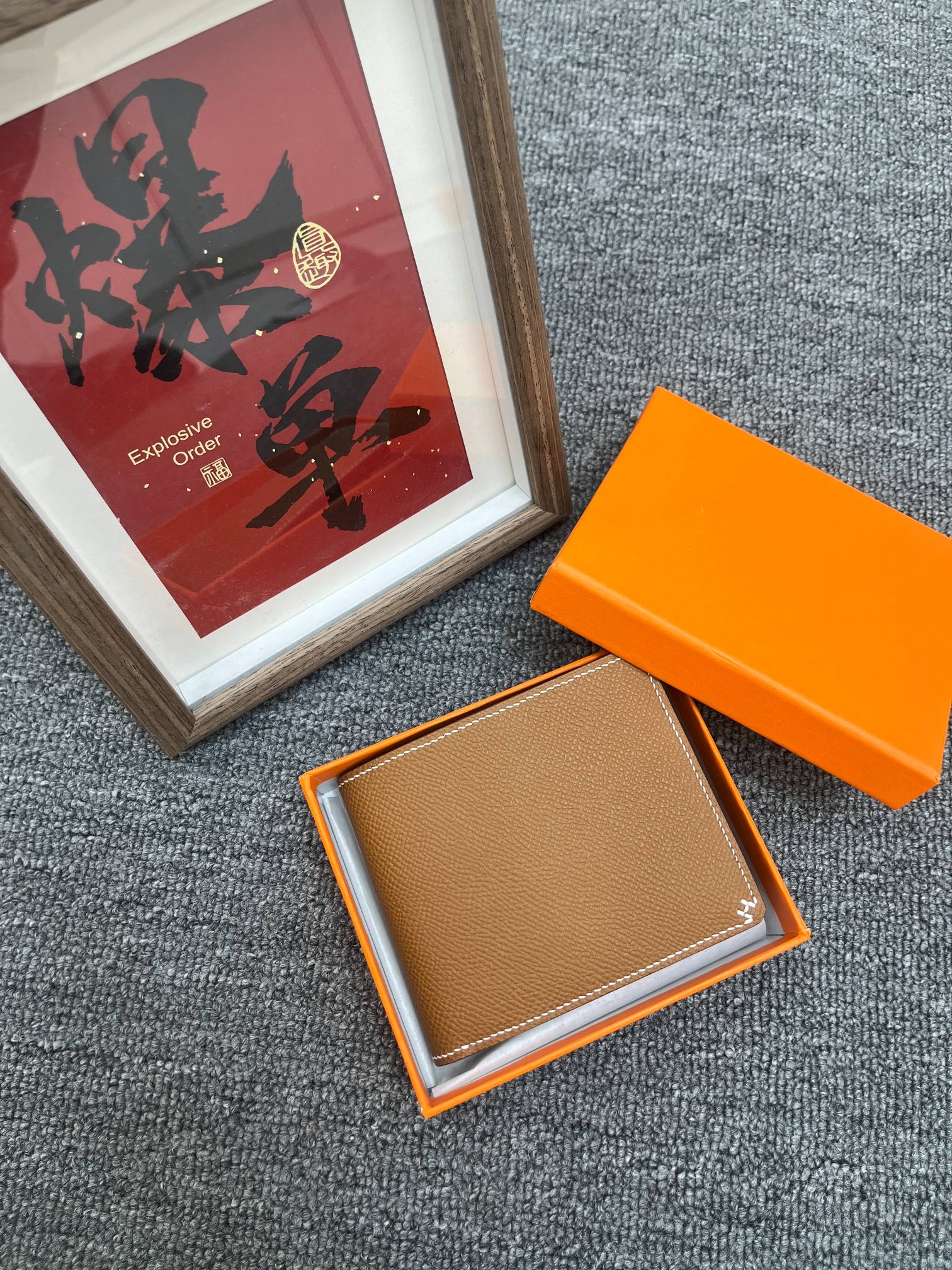 TOP 財布エルメス 全手作り Beeswax thread 二つ折り短財布 Evercolorv 2604TDJ000-w