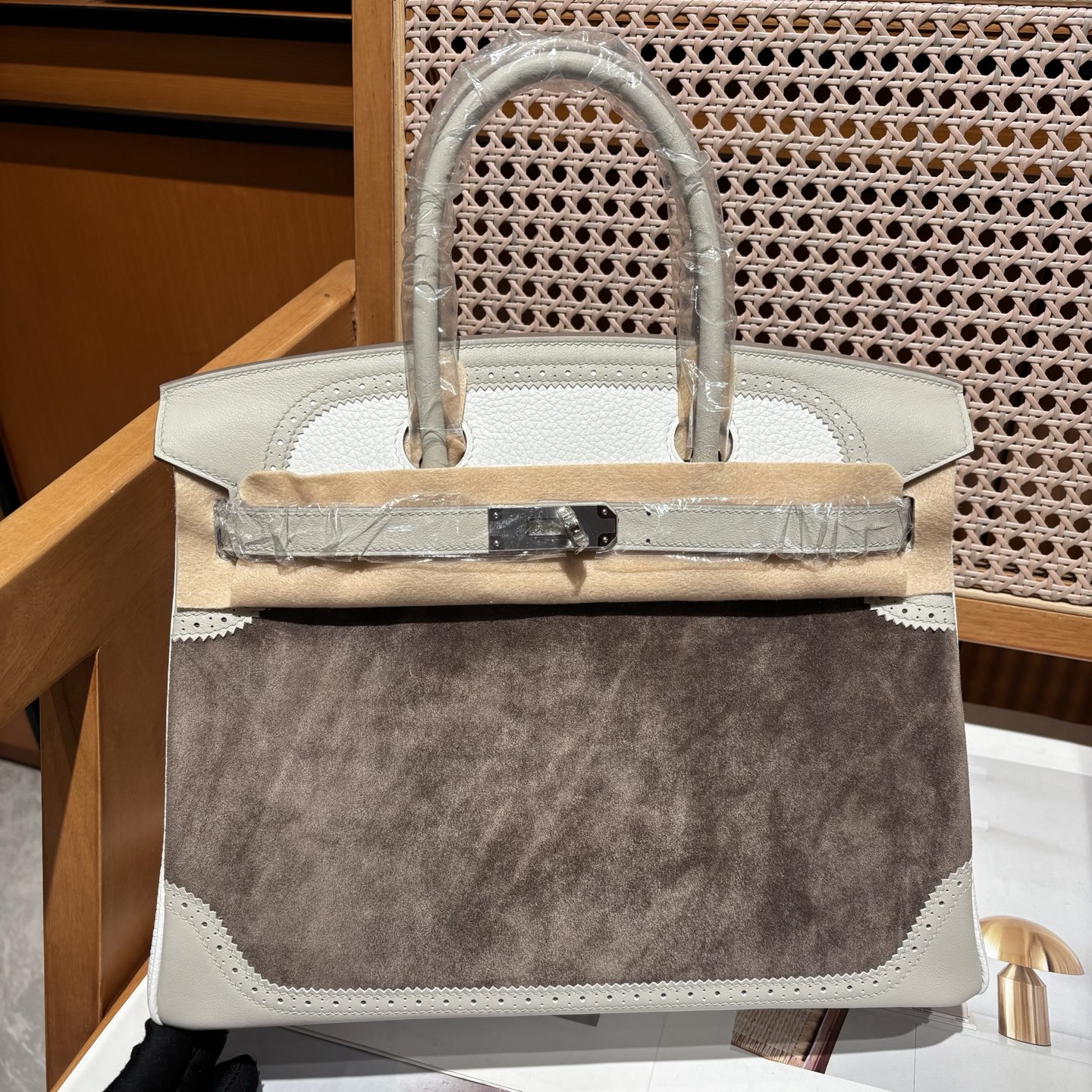 エルメス 最高品質バーキン30cm BIRKIN レース Swift/スエード 手作り