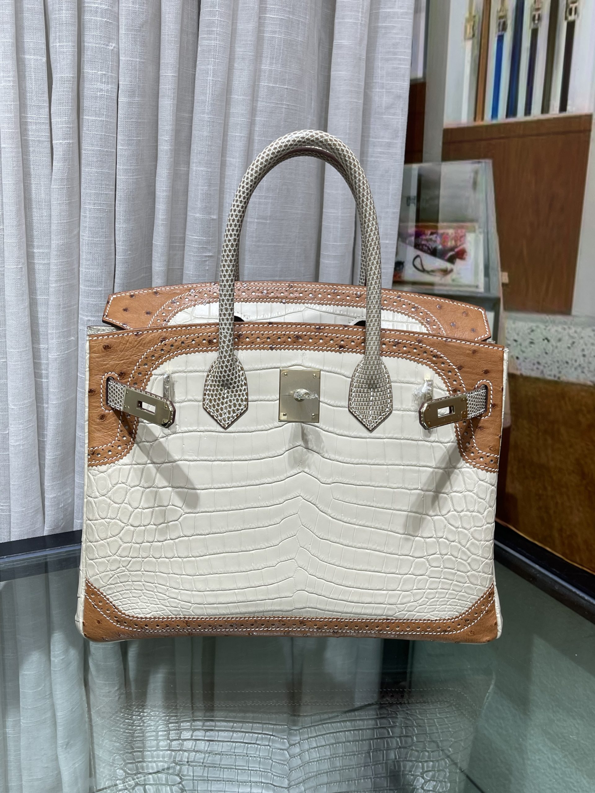 TOP エルメス BIRKIN? バーキン30cm クロコ/オーストリッチ 手作り 2604