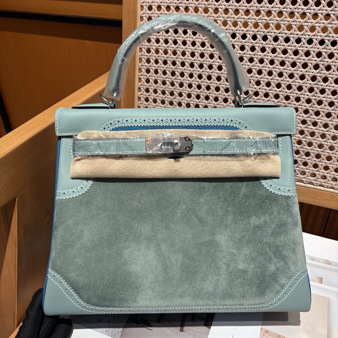 TOP エルメス ケリー28 Kelly レース 手作り Swift/スエード個人仕様