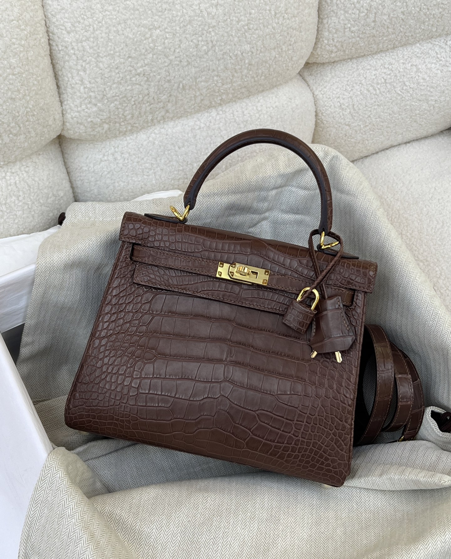 エルメス ケリー25 Kelly クロコダイル 全手作り 2Way バッグ 個人仕様