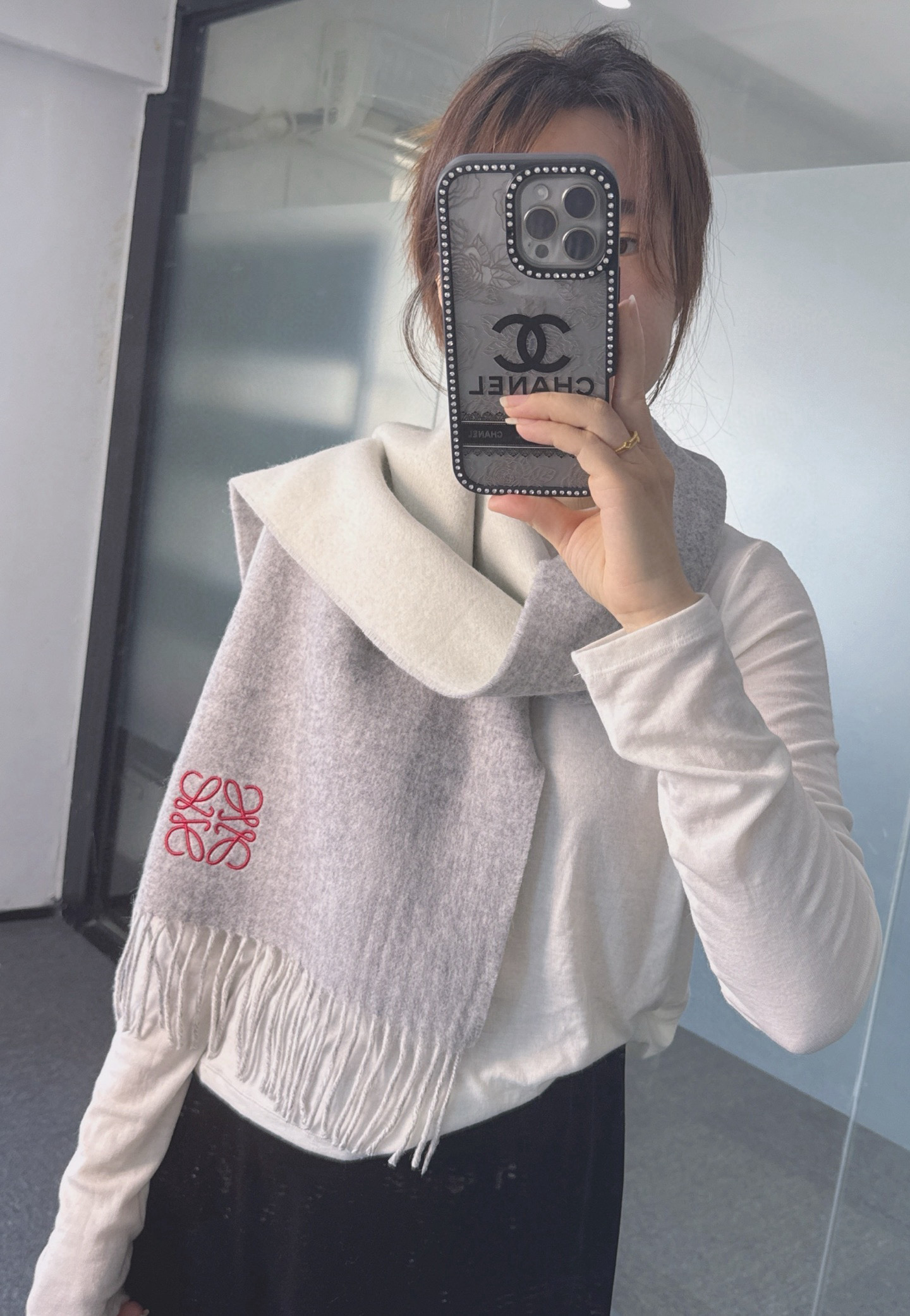 2025秋冬muffler ロエベ マフラー 防寒 大判 ストール