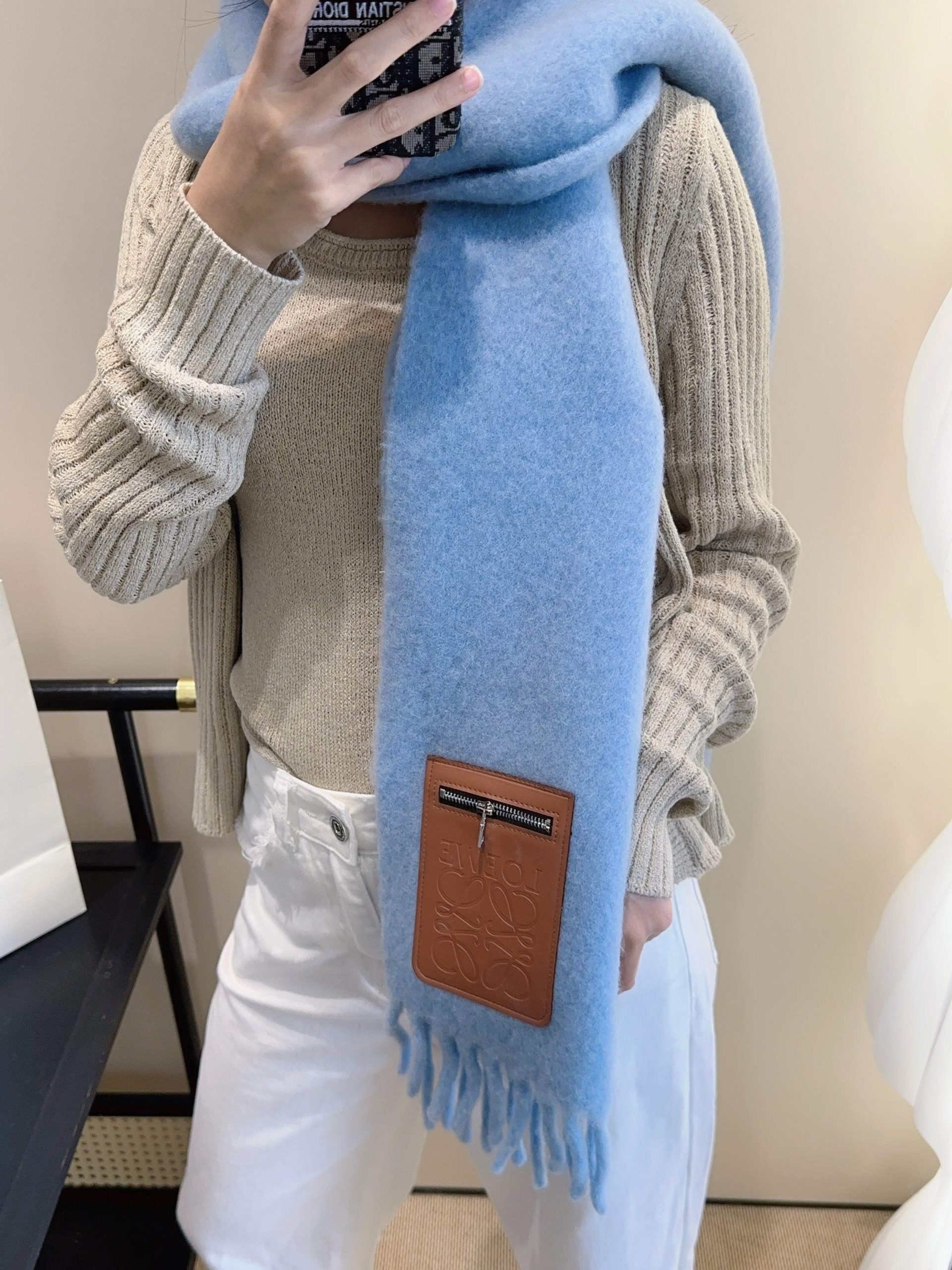 2025秋冬muffler ロエベ マフラー 防寒 大判 ストール