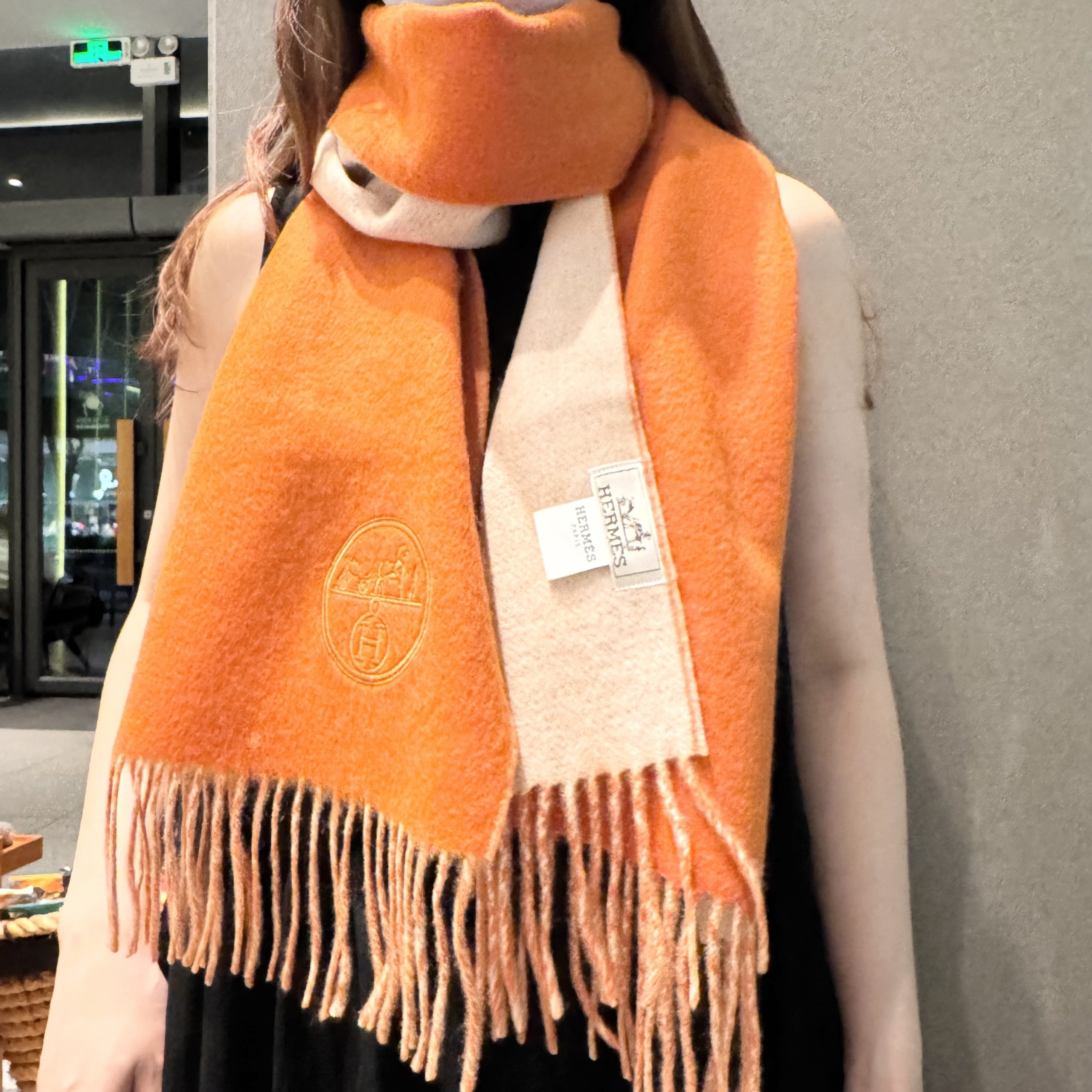 2025秋冬muffler エルメス マフラー 防寒 大判 ストール