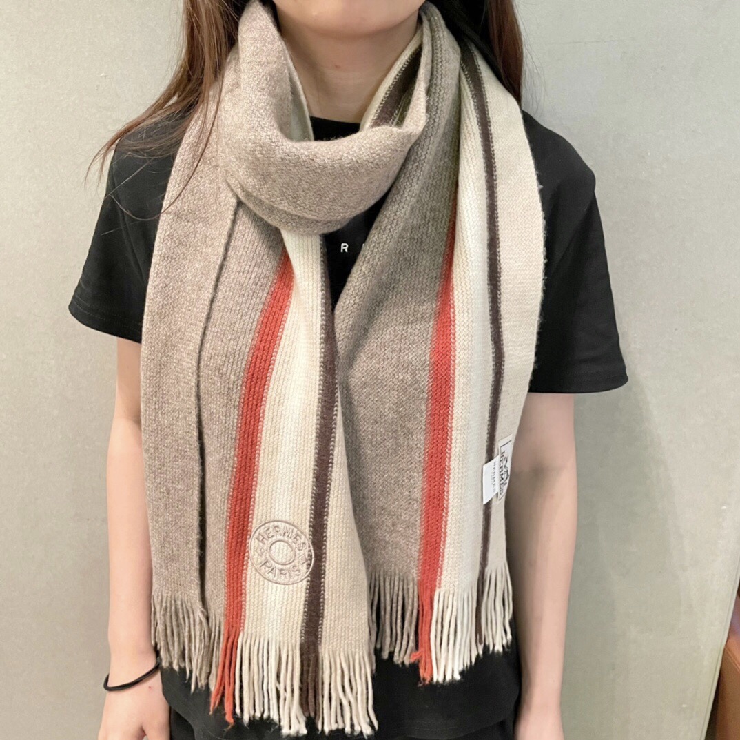 2025秋冬muffler エルメス マフラー 防寒 大判 ストール
