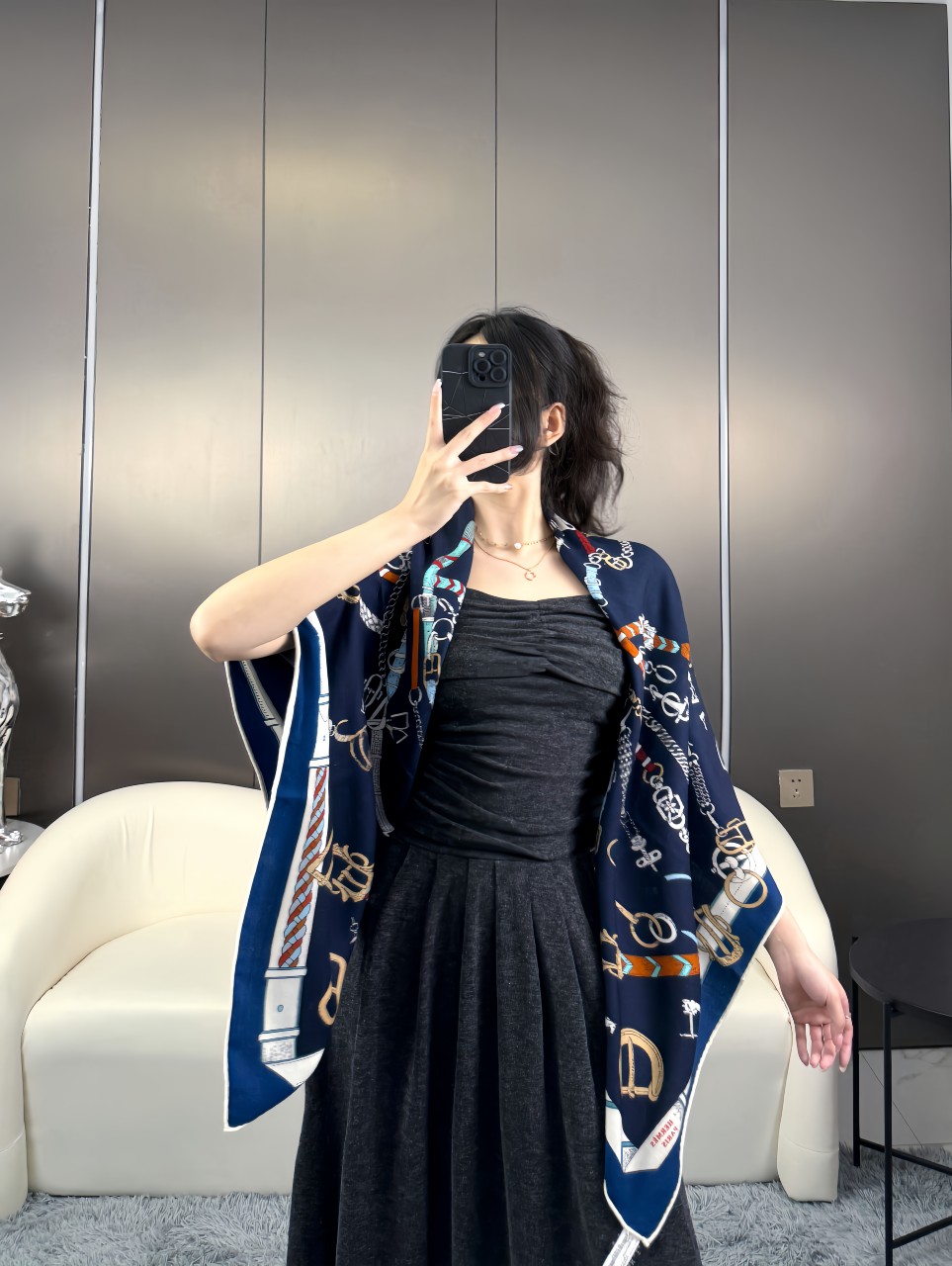 2025秋冬muffler エルメス マフラー 防寒 大判 ストール