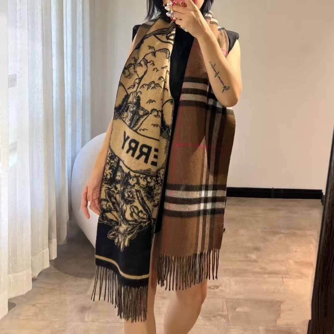 2025秋冬muffler バーバリー マフラー 防寒 大判 ストール
