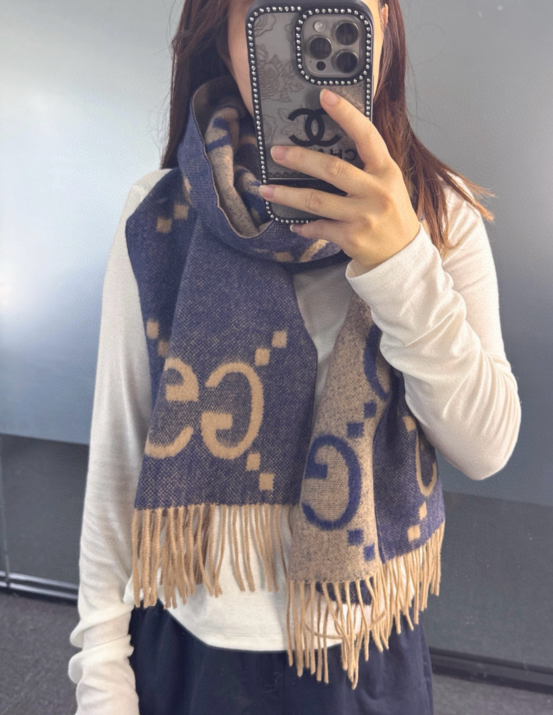 2025秋冬muffler グッチ マフラー 防寒 大判 ストール
