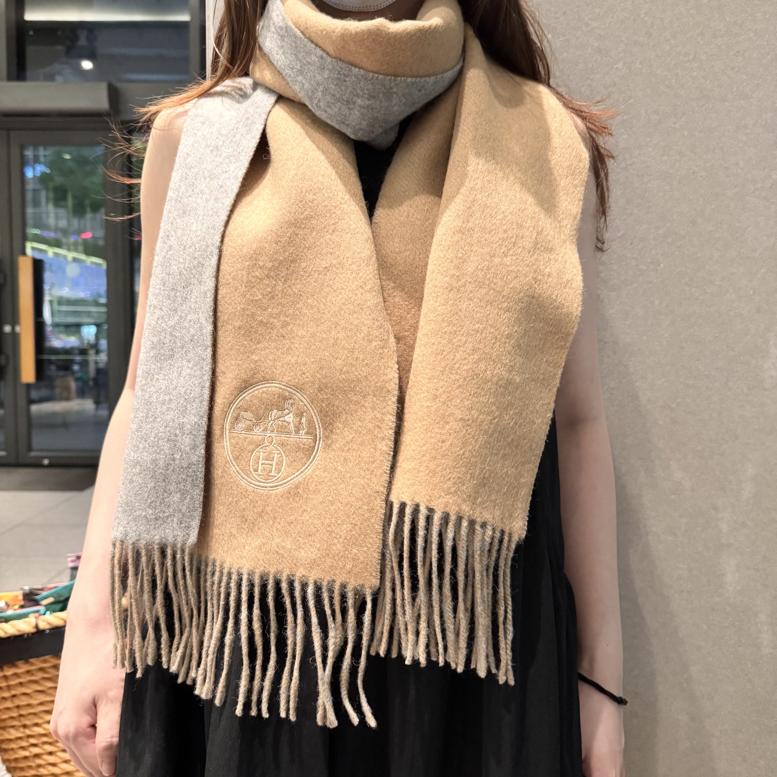 2025秋冬muffler エルメス マフラー 防寒 大判 ストール