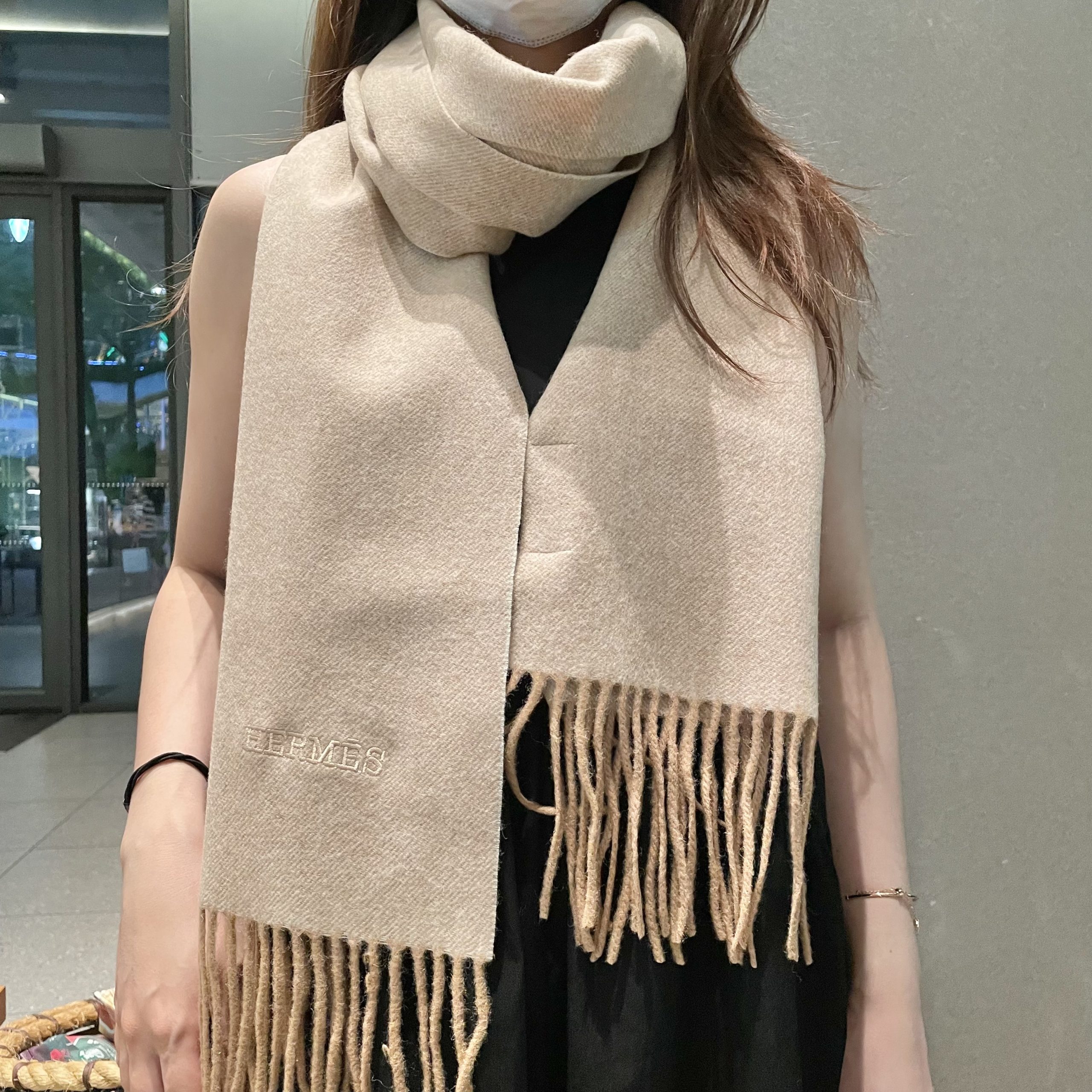 2025秋冬muffler エルメス マフラー 防寒 大判 ストール