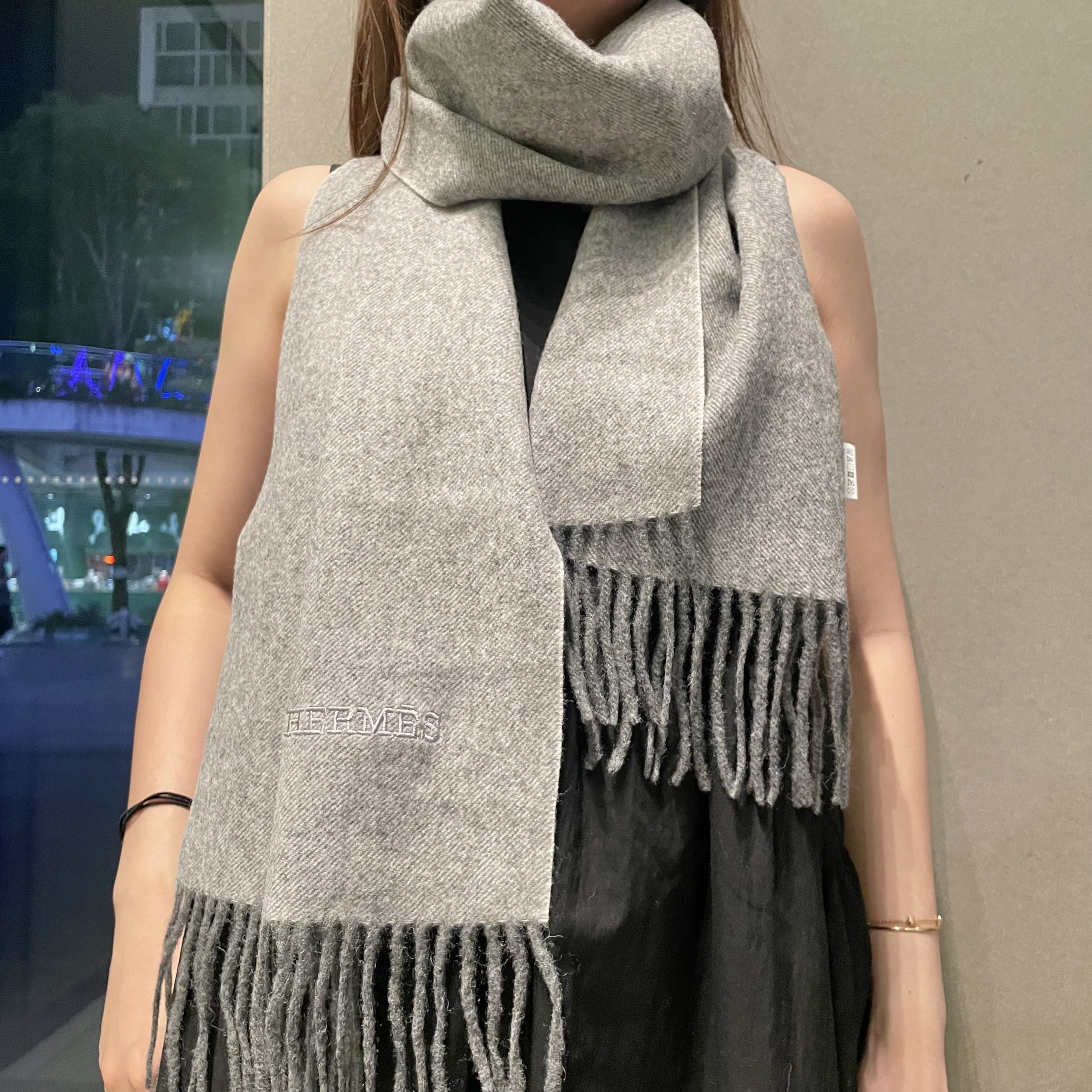 2025秋冬muffler エルメス マフラー 防寒 大判 ストール