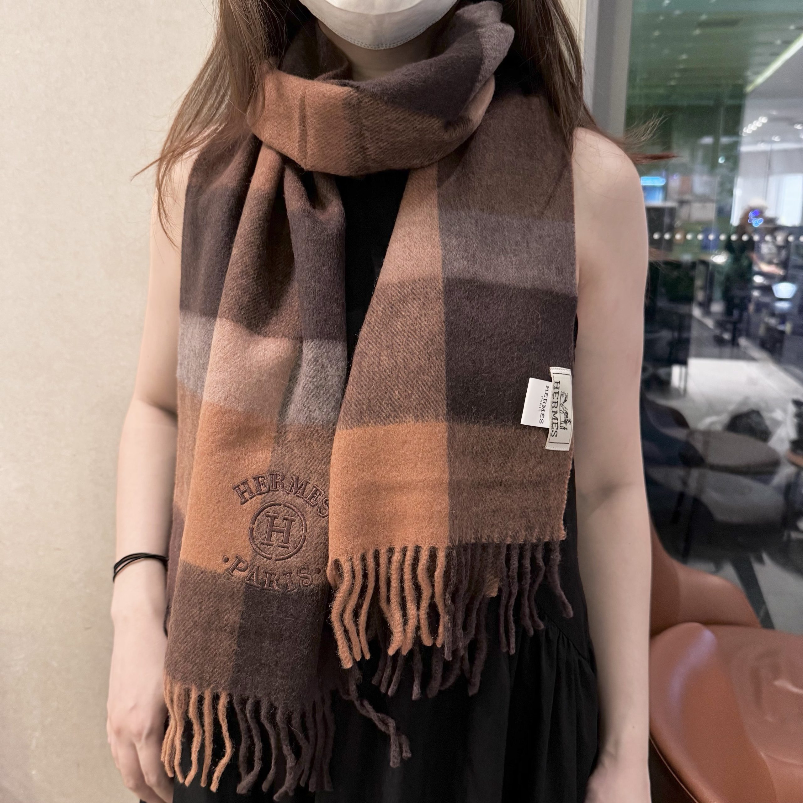 2025秋冬muffler エルメス マフラー 防寒 大判 ストール