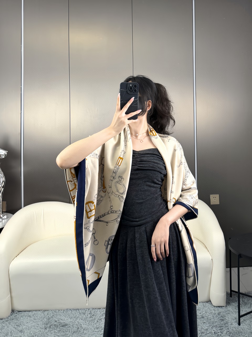 2025秋冬muffler エルメス マフラー 防寒 大判 ストール