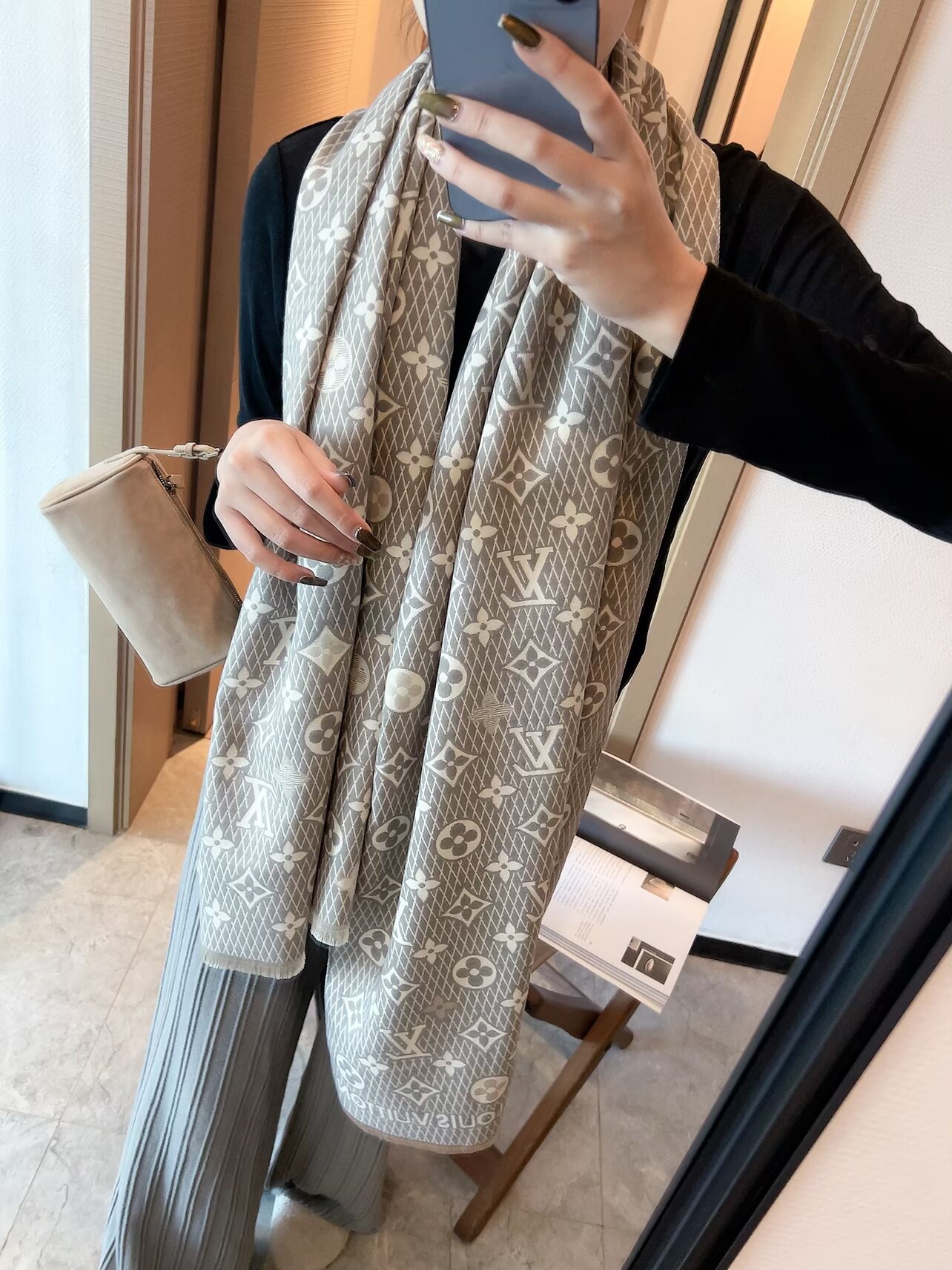 2025秋冬muffler ルイヴィトン マフラー 防寒 大判 ストール