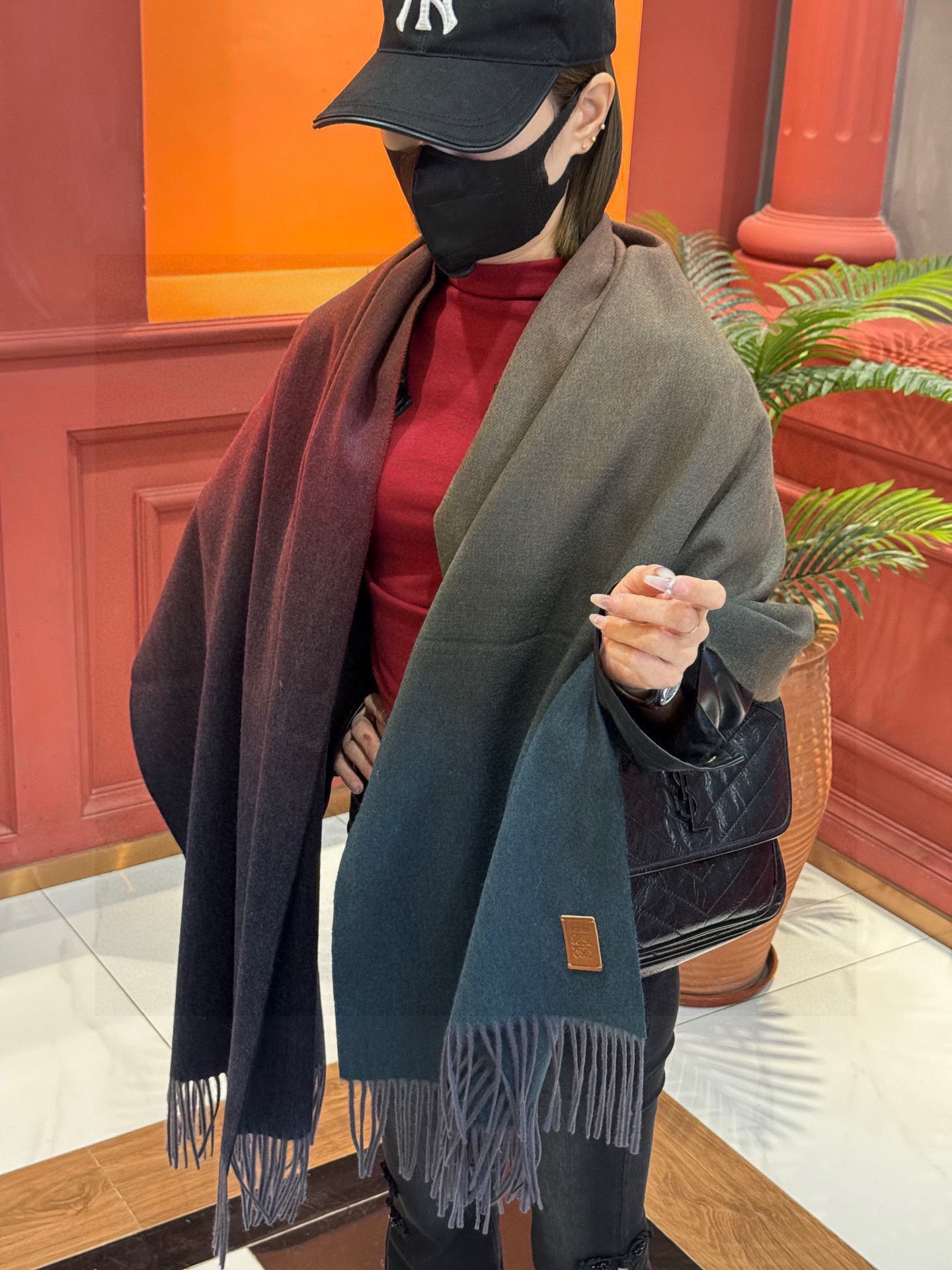 2025秋冬muffler ロエベ マフラー 防寒 大判 ストール