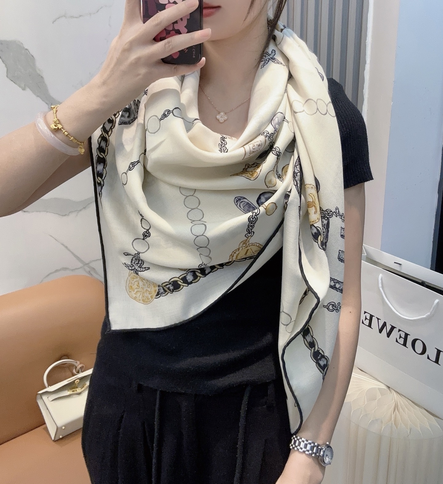 2025秋冬muffler シャネル マフラー 防寒 大判 ストール