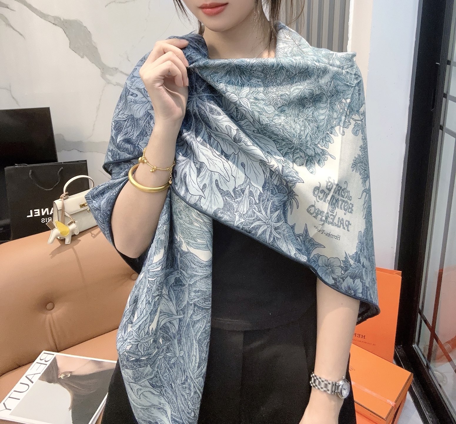 2025秋冬muffler エルメス マフラー 防寒 大判 ストール