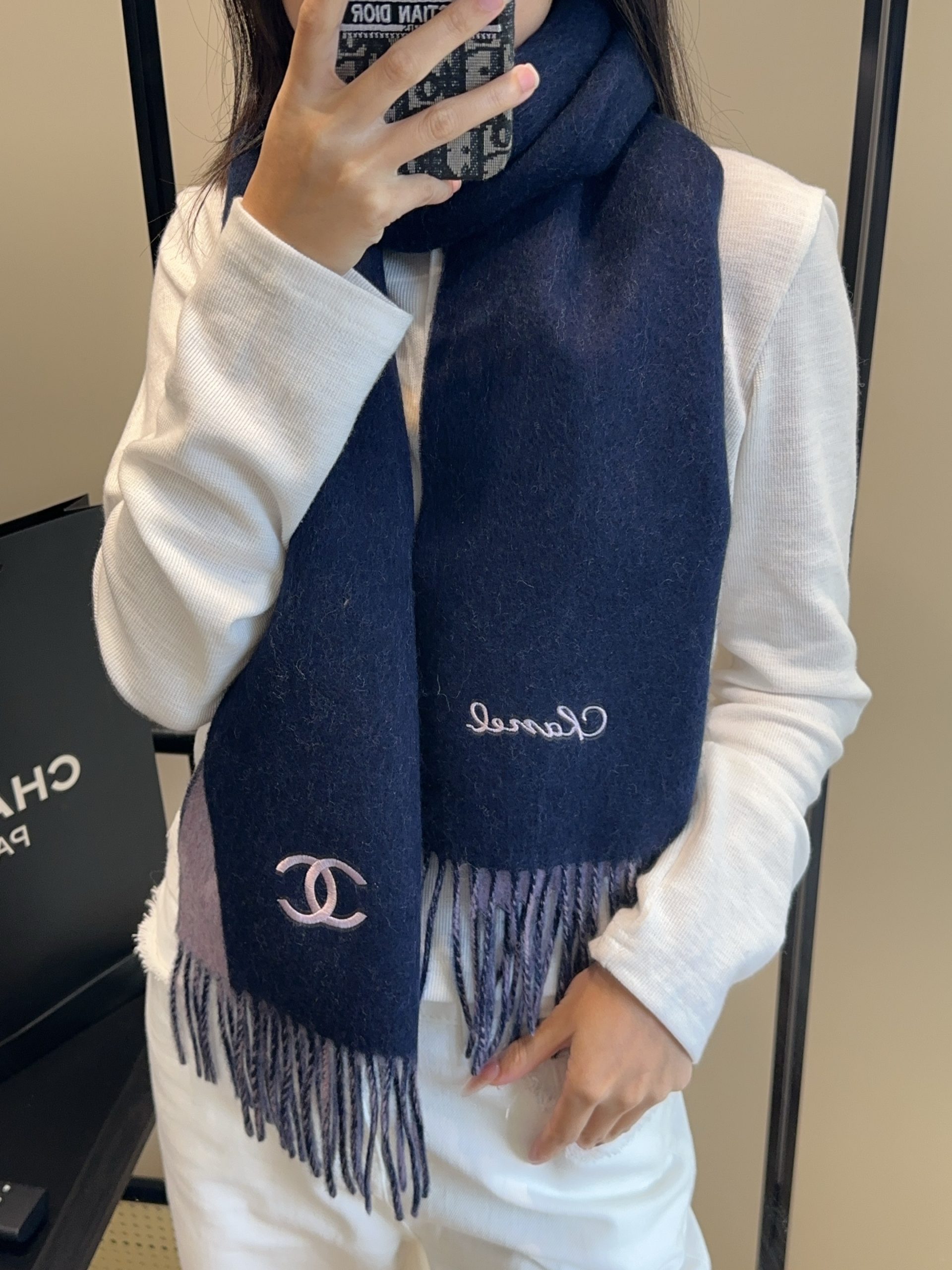 2025秋冬muffler シャネル マフラー 防寒 大判 ストール
