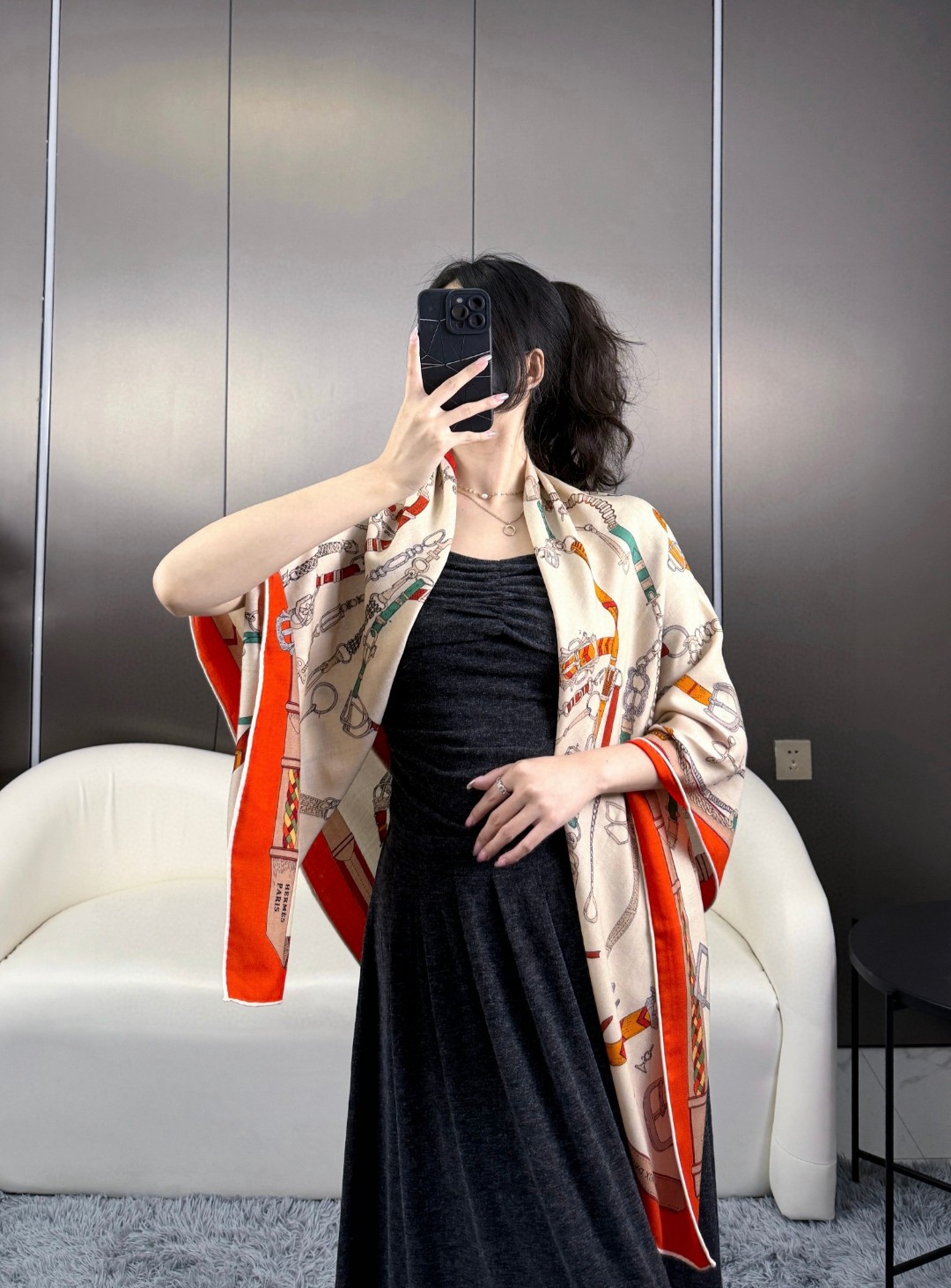 2025秋冬muffler エルメス マフラー 防寒 大判 ストール