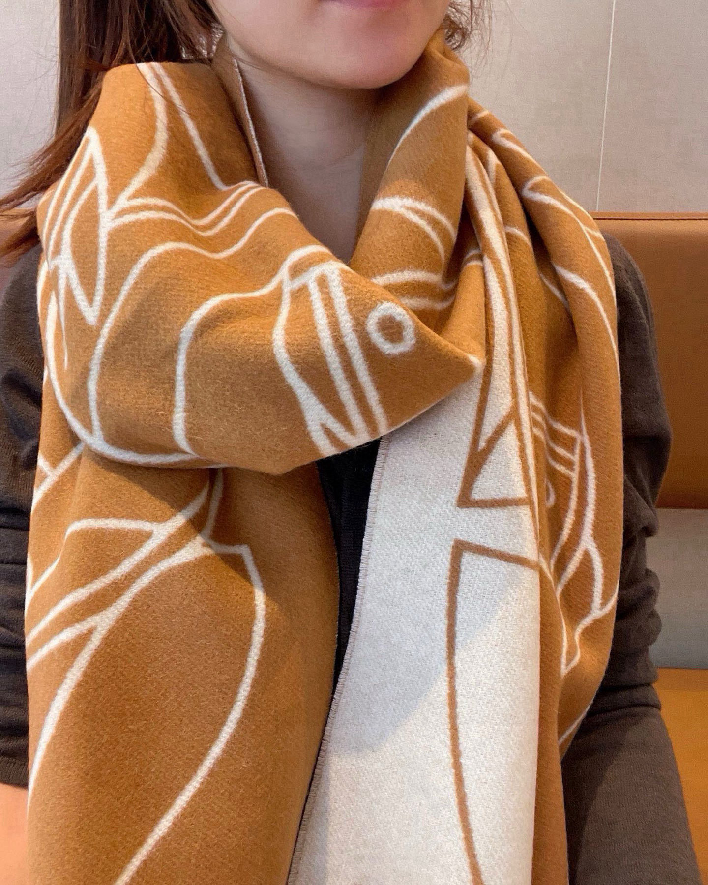 2025秋冬muffler エルメス マフラー 防寒 大判 ストール