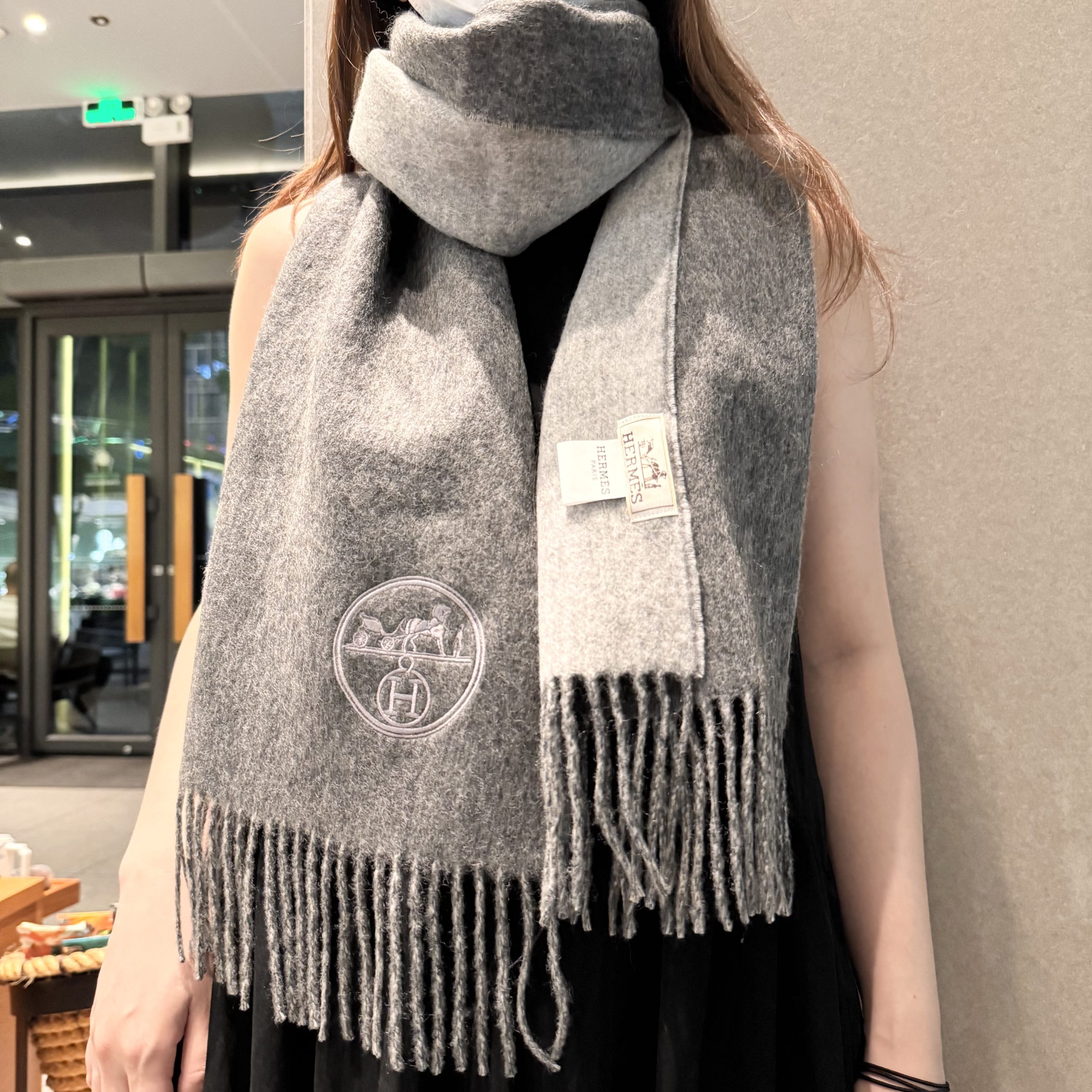 2025秋冬muffler エルメス マフラー 防寒 大判 ストール
