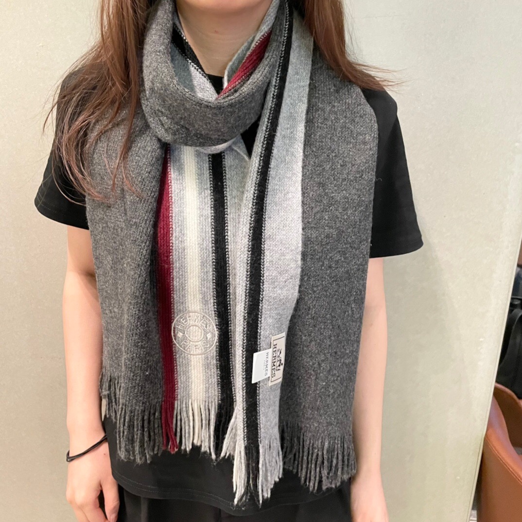 2025秋冬muffler エルメス マフラー 防寒 大判 ストール
