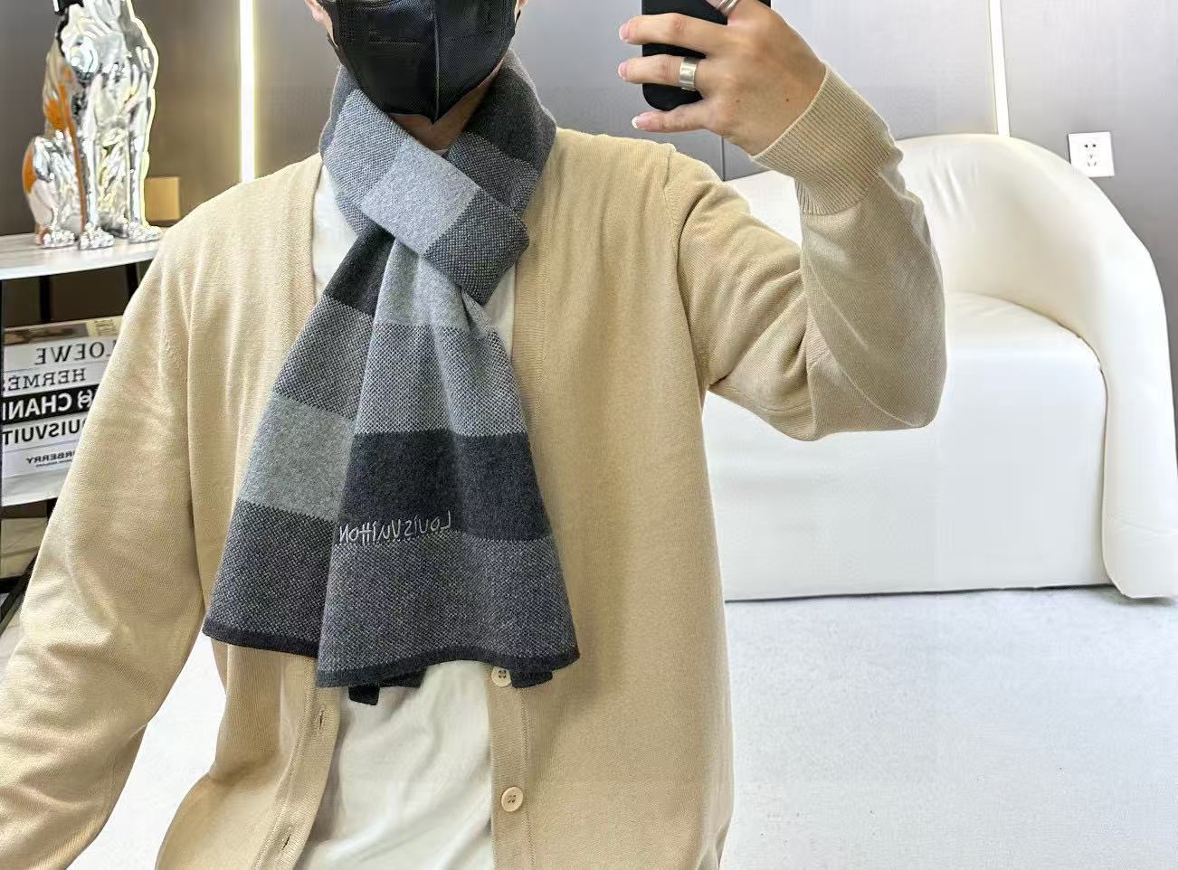 2025秋冬muffler ルイヴィトン マフラー 防寒 大判 ストール