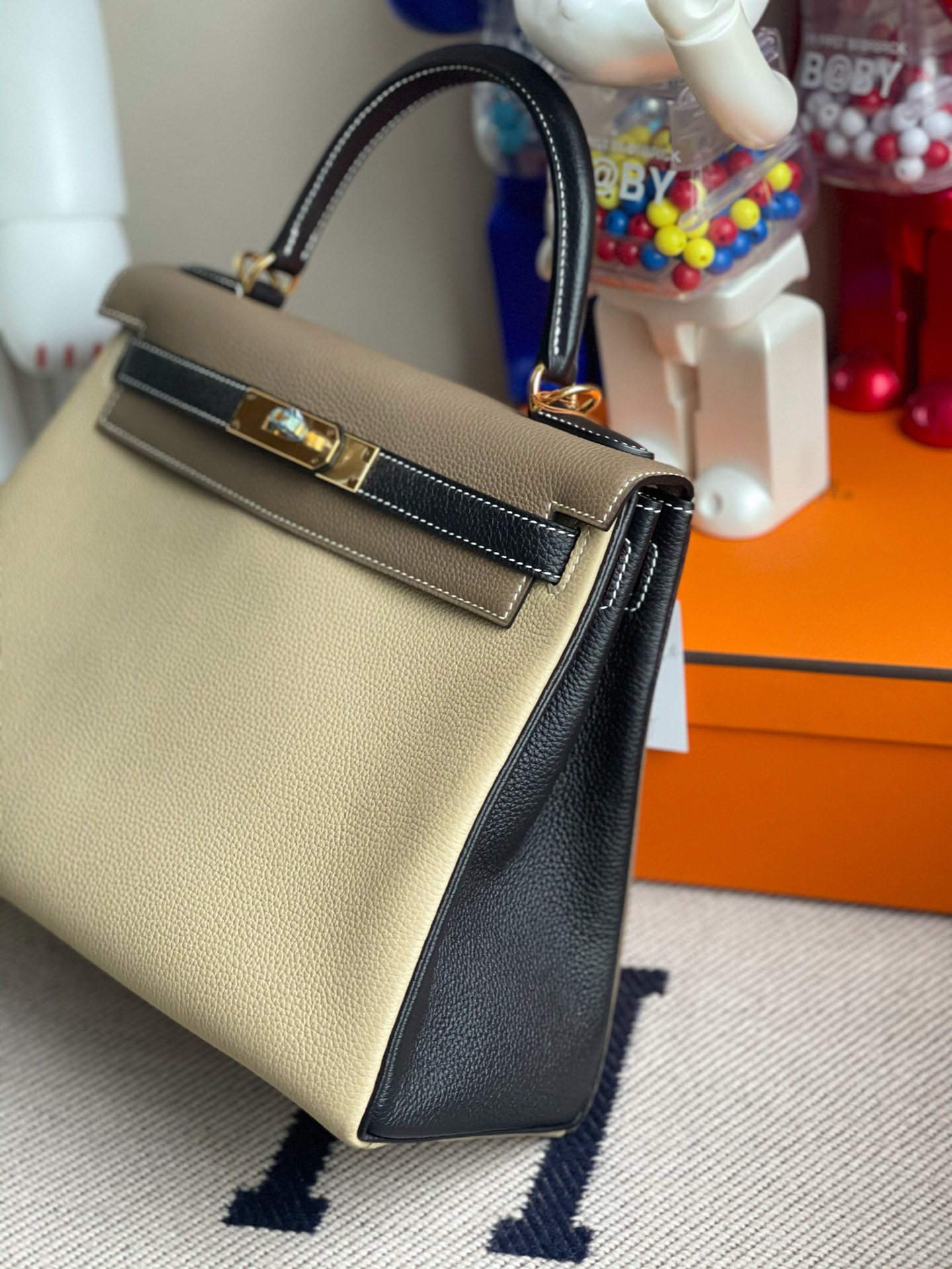 エルメス バイカラー ケリー Kelly 28cm 手作り Togo 2Way バッグハンド