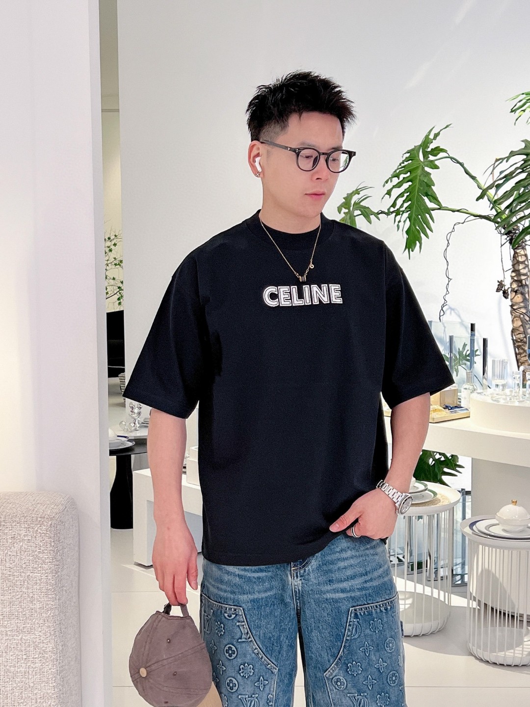 新品セリーヌ 半袖 Tシャツ トップス  メンズ