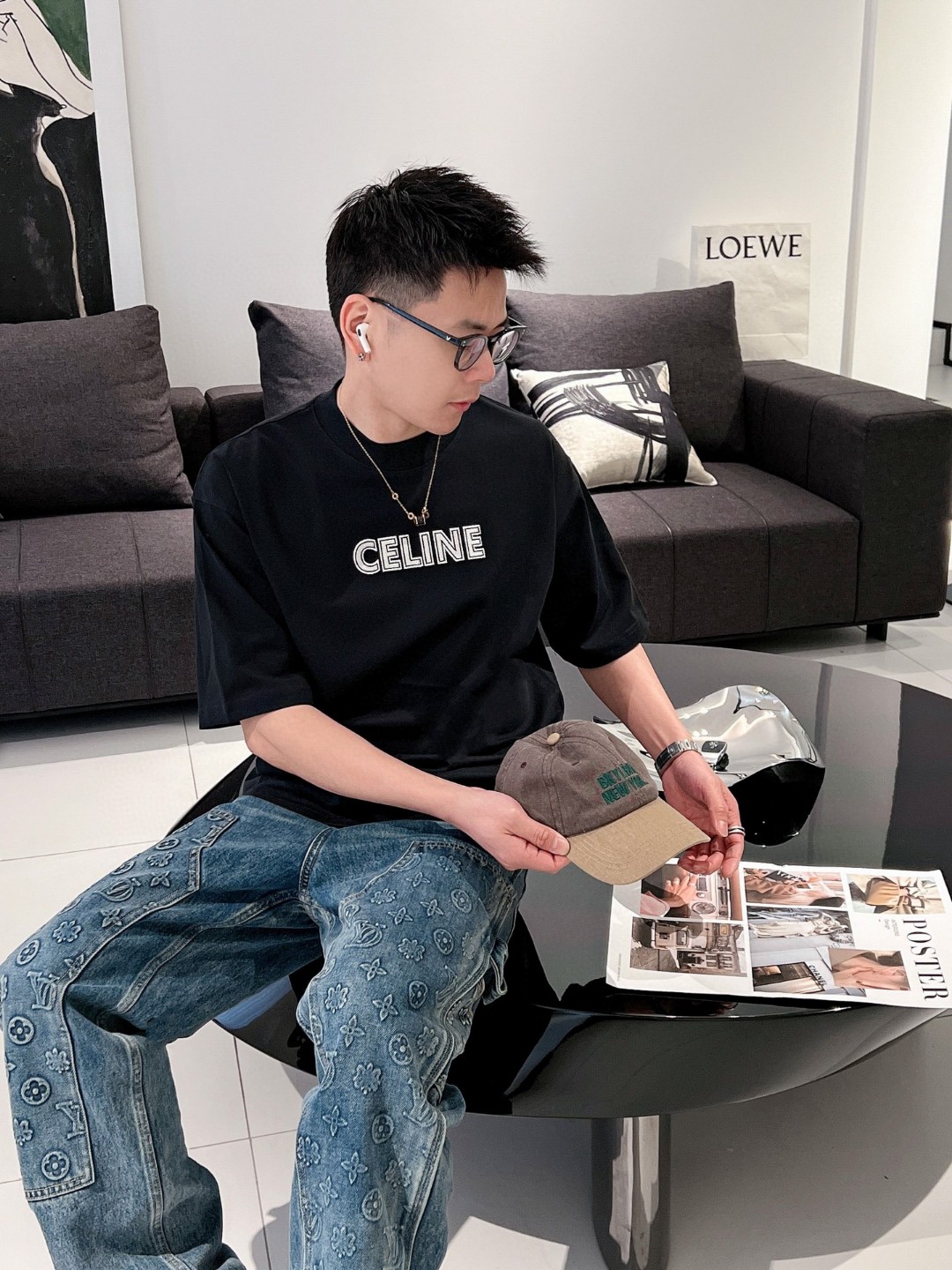 新品セリーヌ 半袖 Tシャツ トップス  メンズ