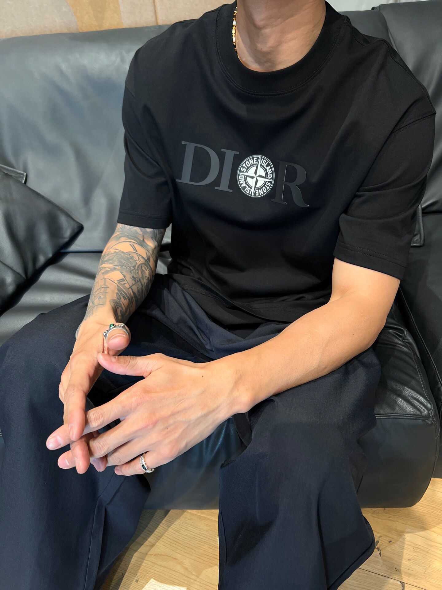 【ブランドコラボ】ディオール×ストーンアイランド メンズ 半袖Tシャツ