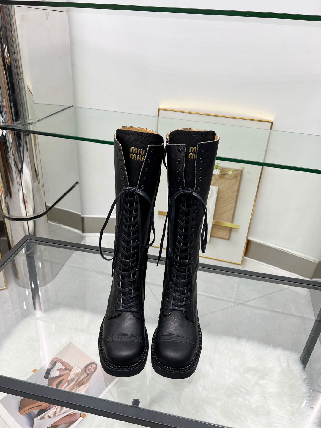 秋冬新品入荷 靴 ミュウミュウ ブーツ/ロングブーツ レディース
