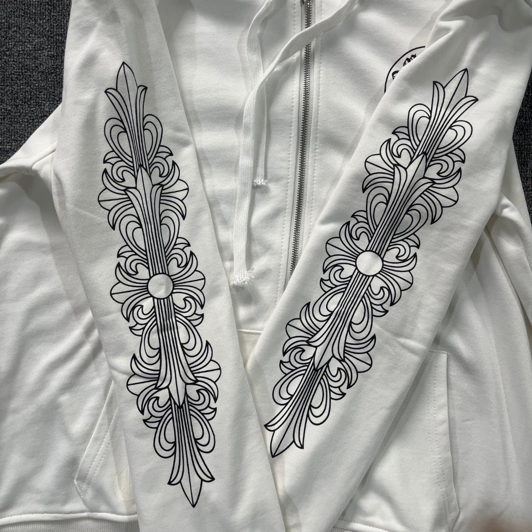 クロムハーツ スウェットバーパーカー男女兼着 white