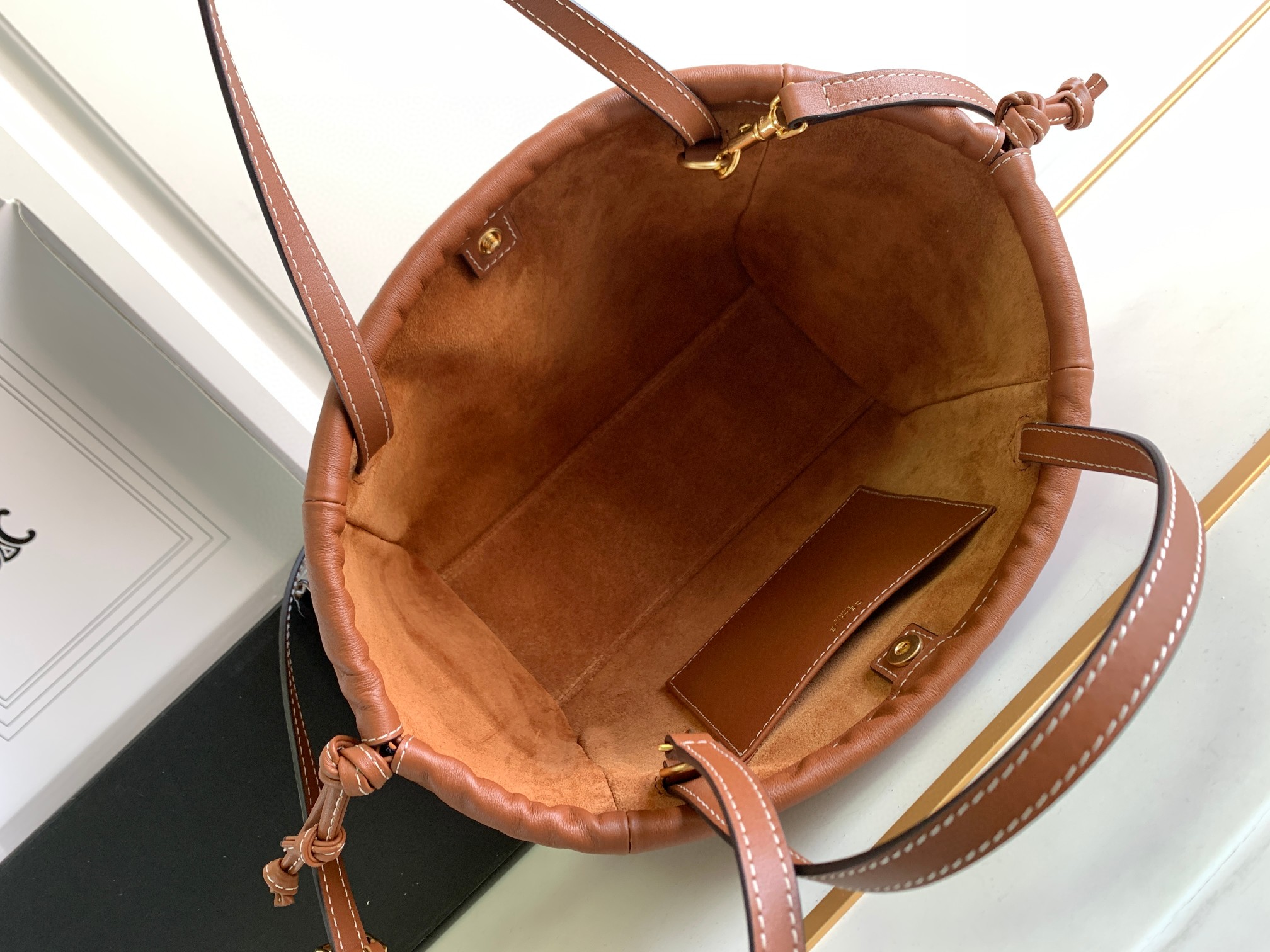 超美品 セリーヌ Mini Cuir Cabas Tote ハンドバッグ