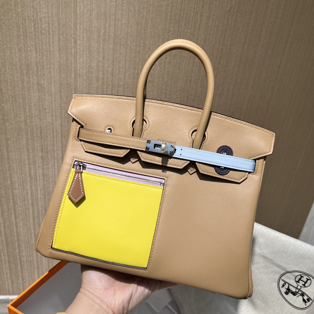 TOPエルメス colormatic手作りswiftバーキン25 写真色/金具シルバー