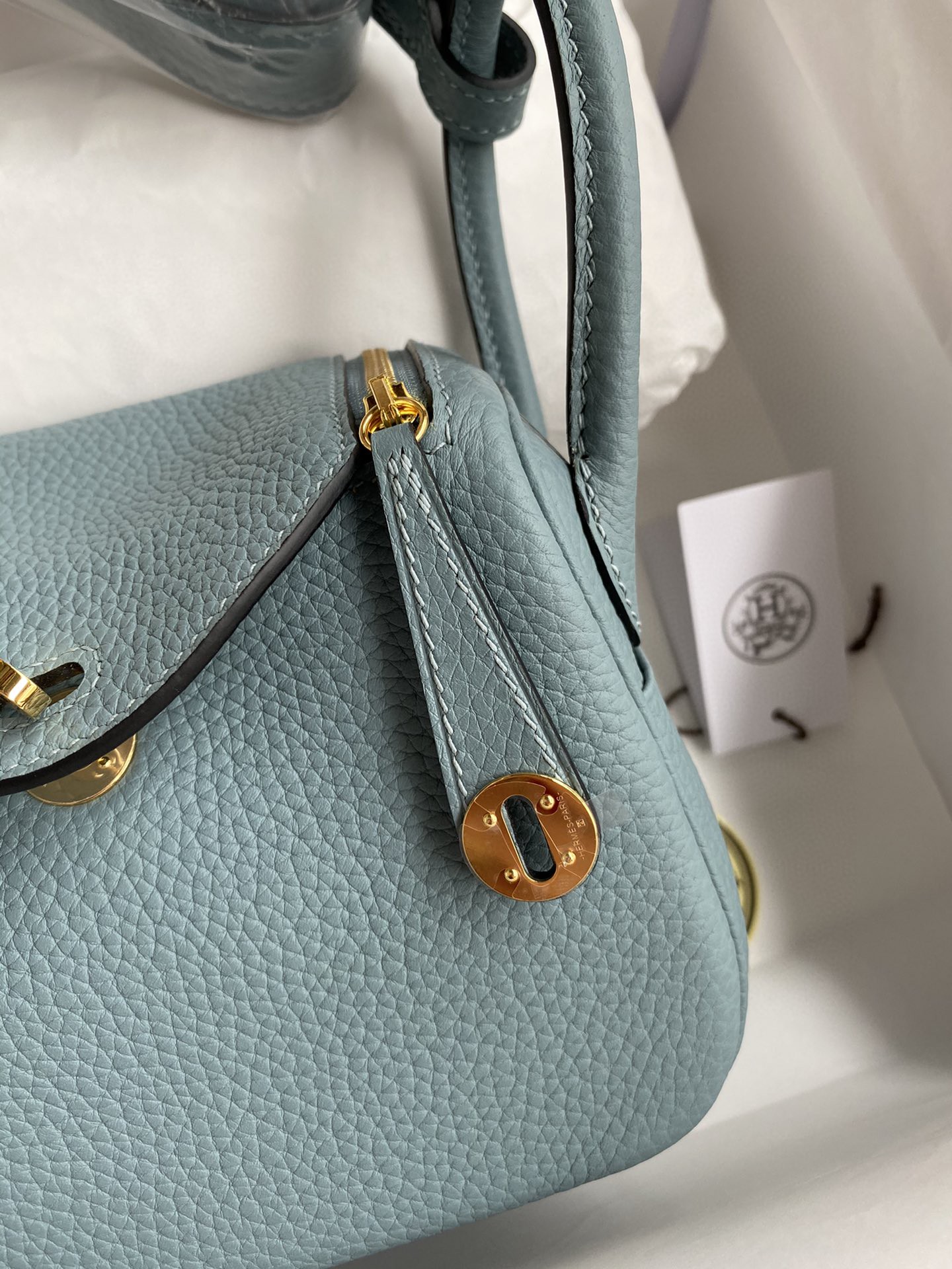 エルメス リンディ Mini Lindy 19 半分手作り 写真色/金具ゴールド