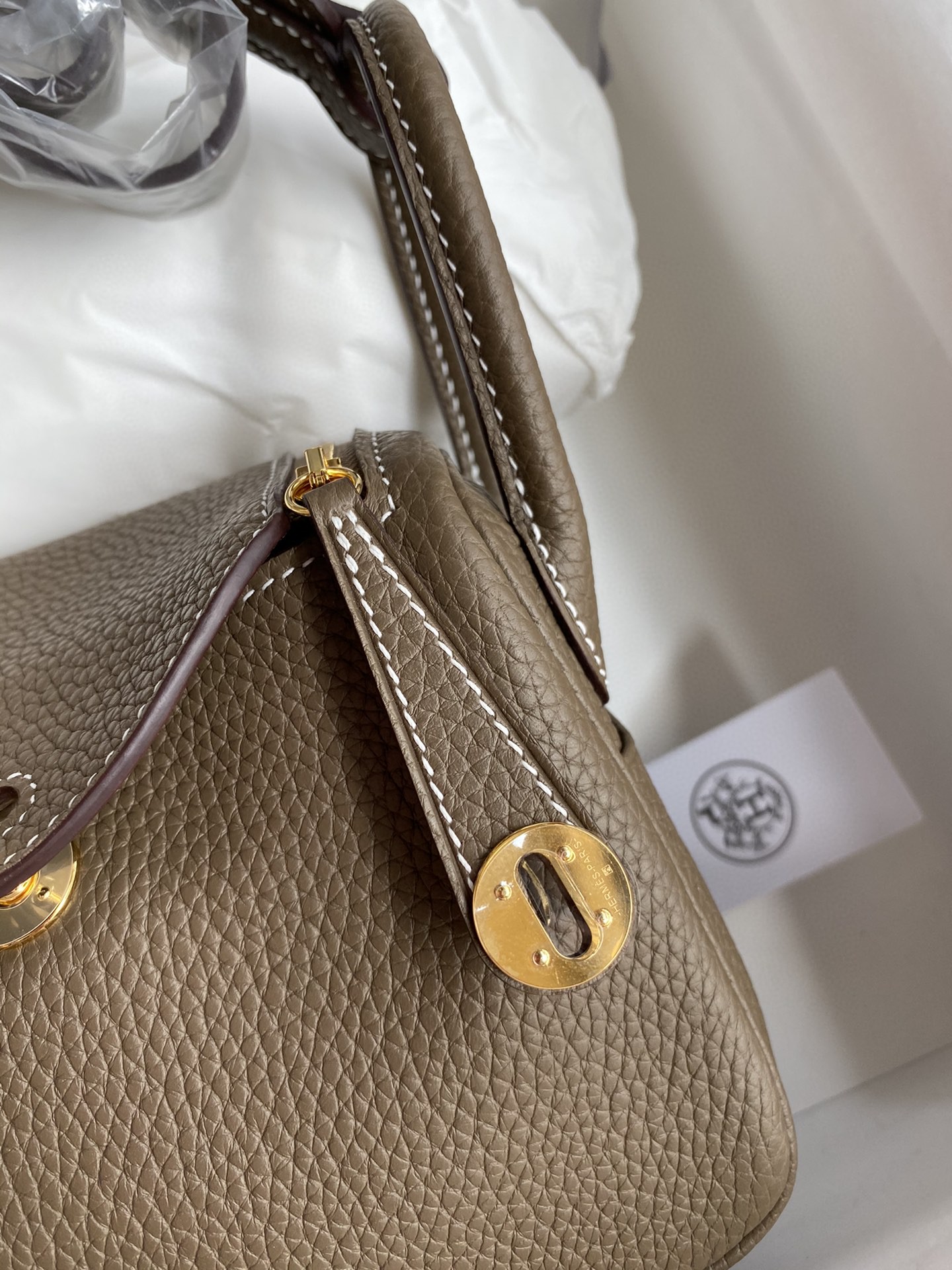 エルメス リンディ Mini Lindy 19 半分手作り 写真色/金具ゴールド