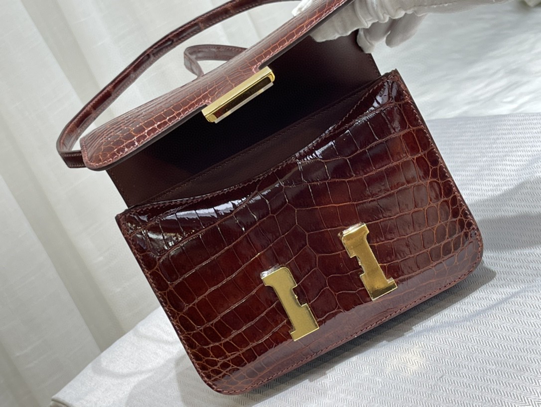 エルメス Beeswax thread 手作り18CM ショルダーバッグ金具ゴールド