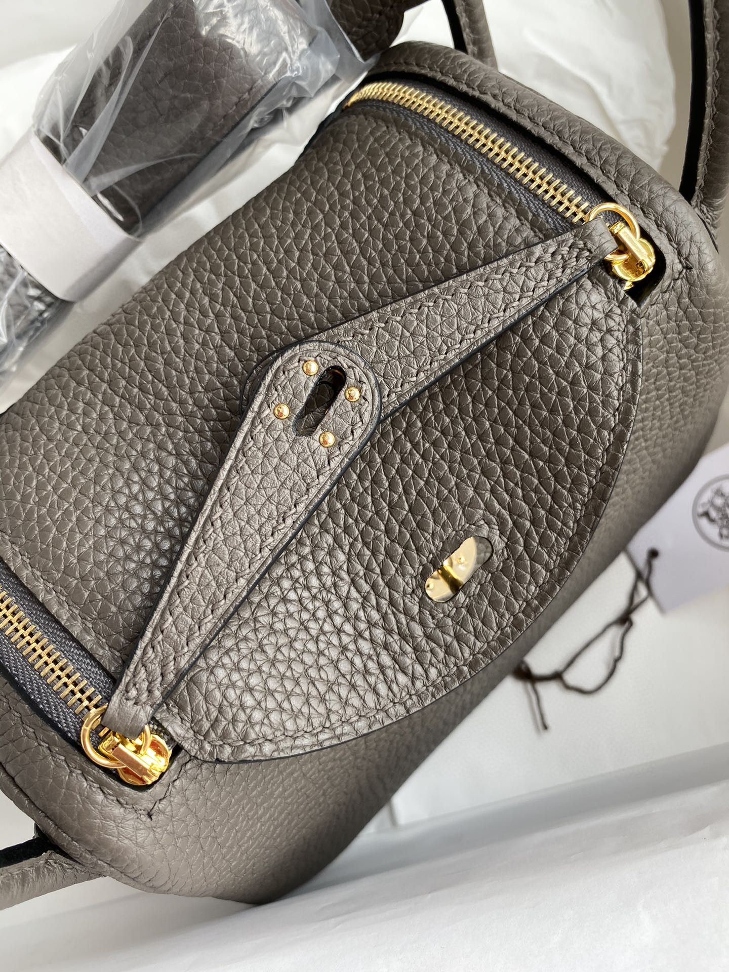 エルメス リンディ Mini Lindy 19 半分手作り 写真色/金具ゴールド