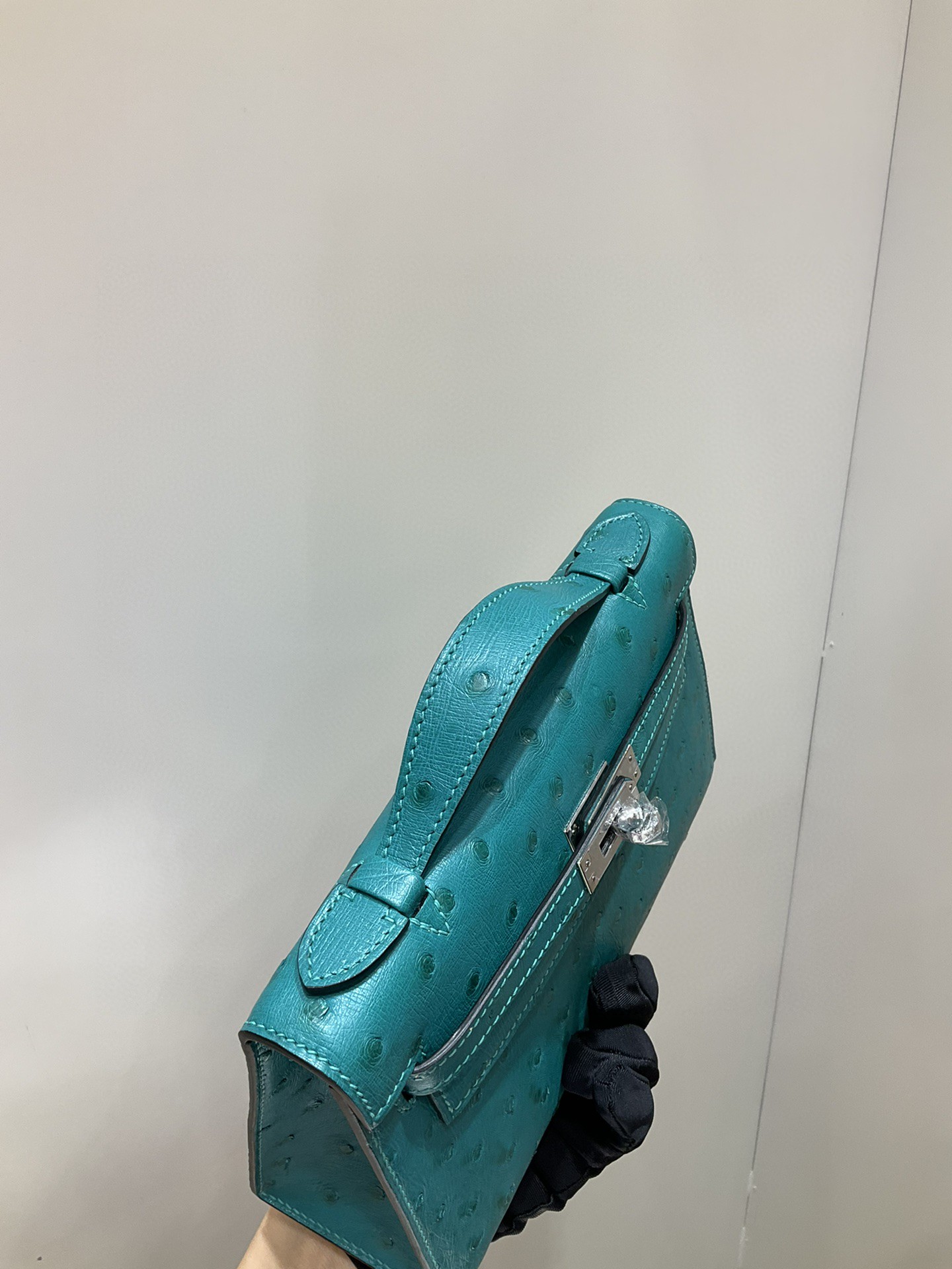 エルメス ケリー mini22手作り オーストリッチ 写真色/金具シルバー